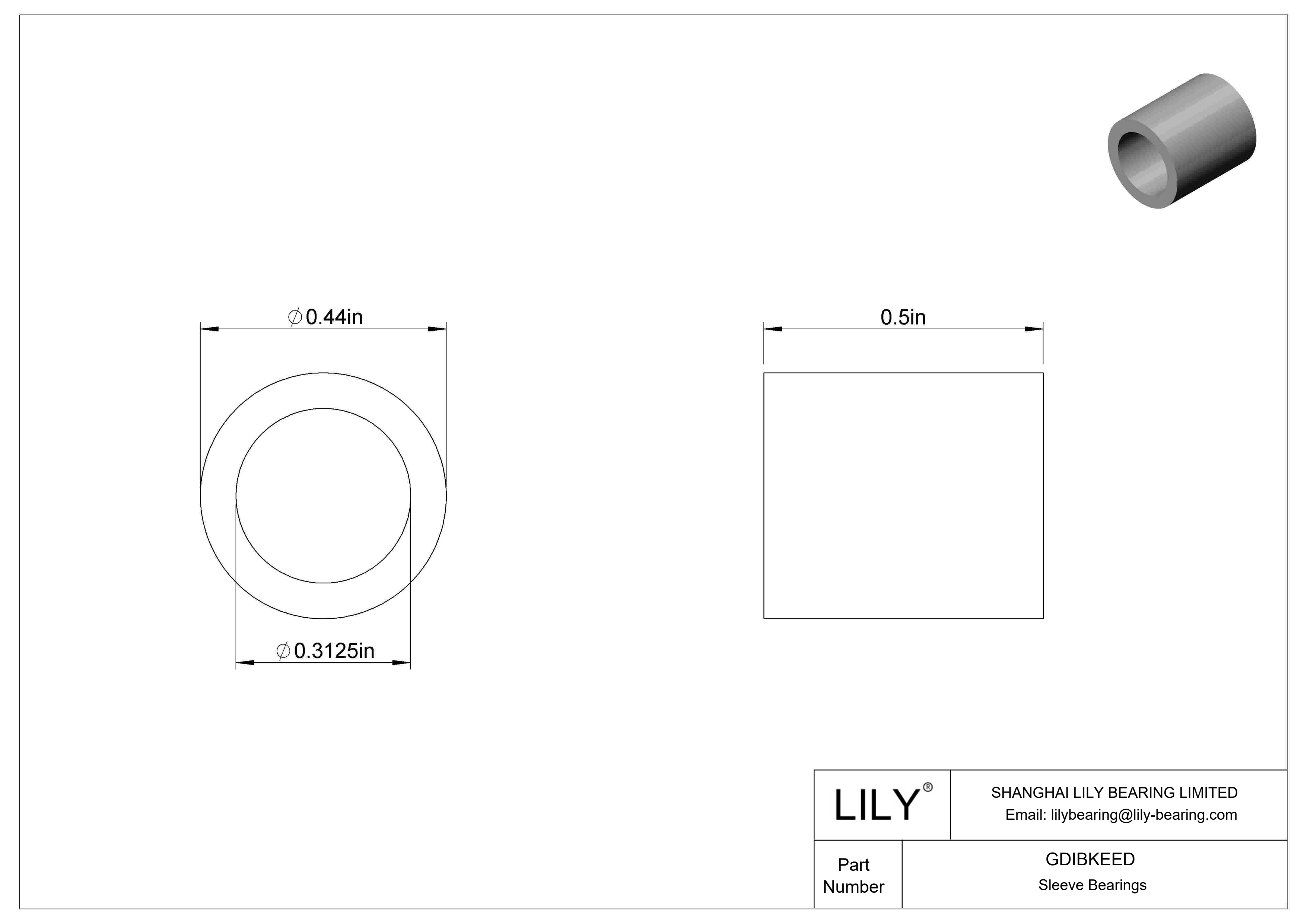 GDIBKEED 多用途套筒轴承 cad drawing