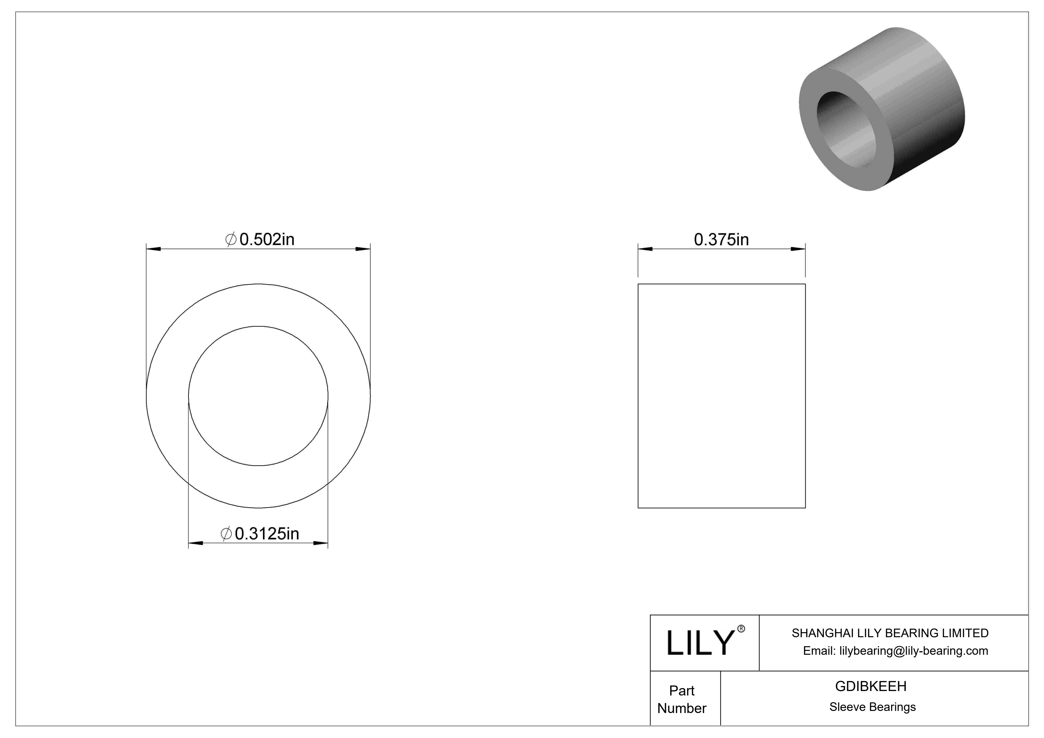 GDIBKEEH Multipurpose Sleeve Bearings cad drawing