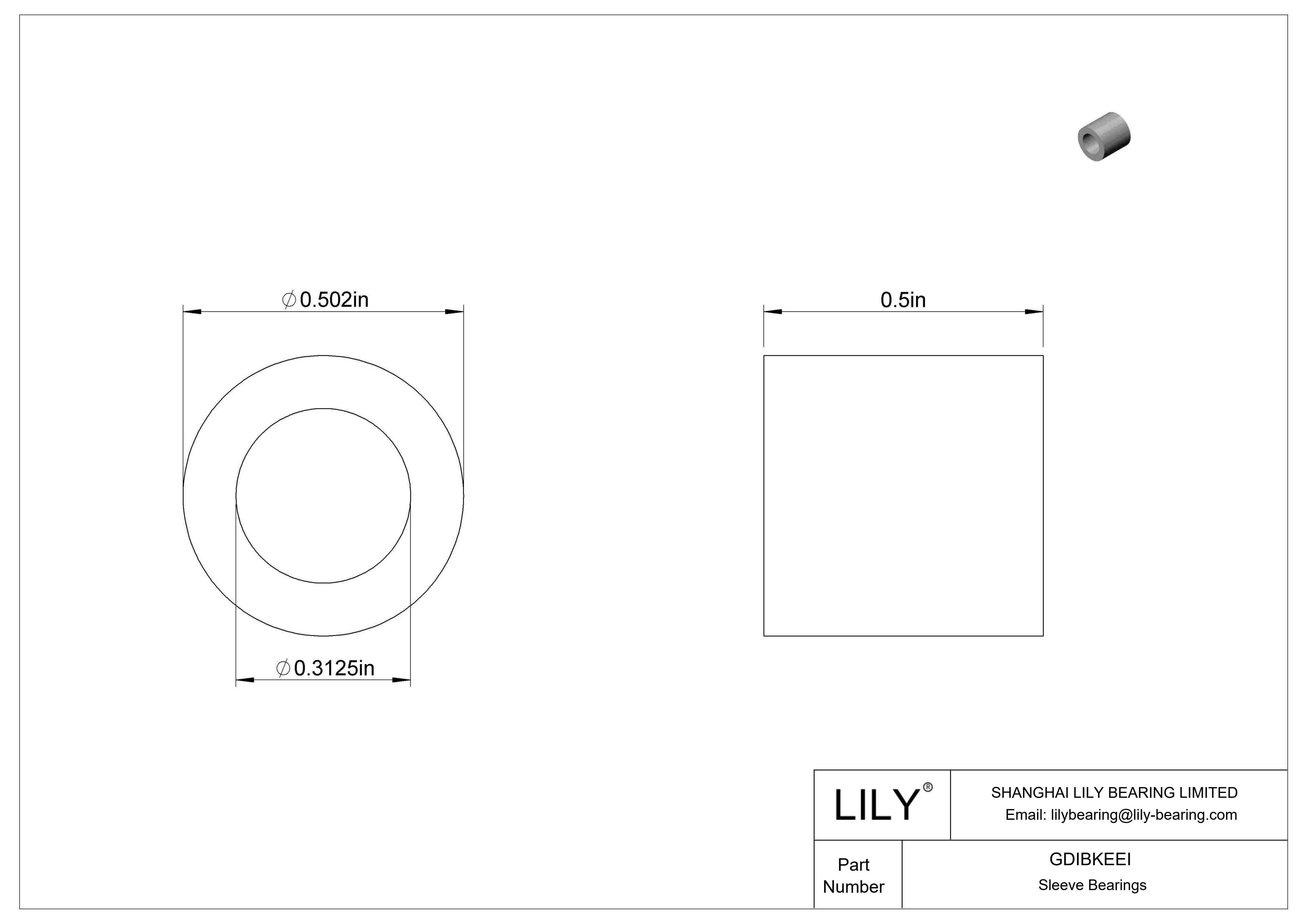 GDIBKEEI Multipurpose Sleeve Bearings cad drawing