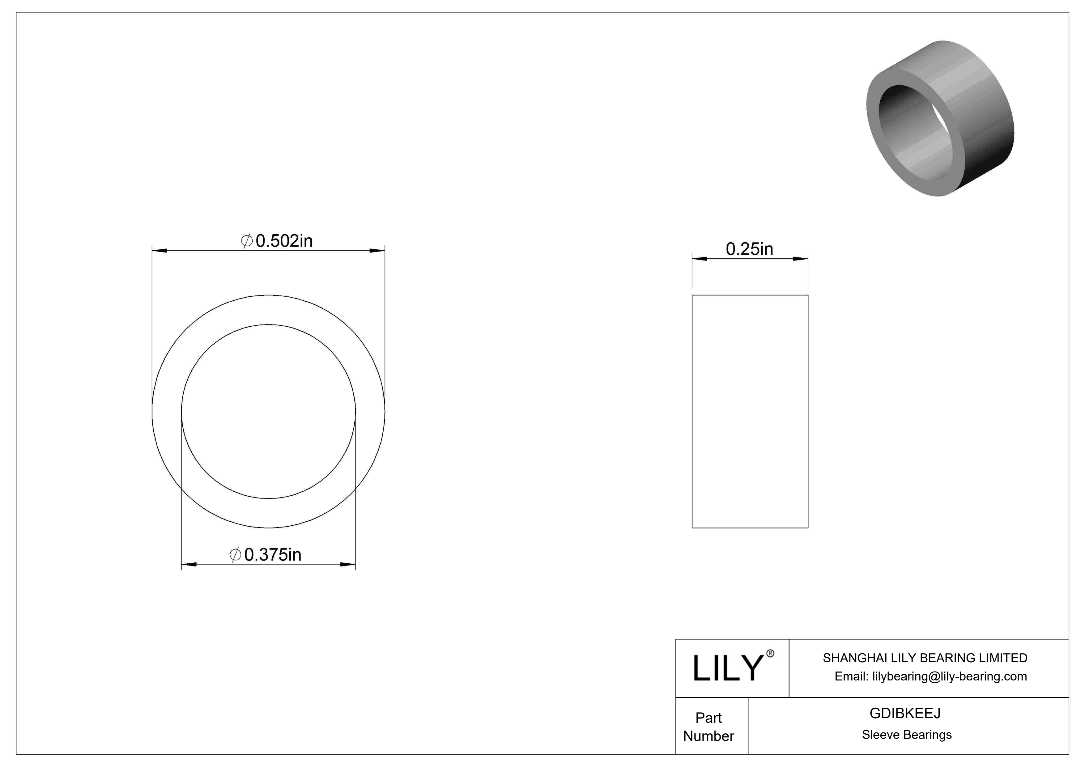 GDIBKEEJ Multipurpose Sleeve Bearings cad drawing