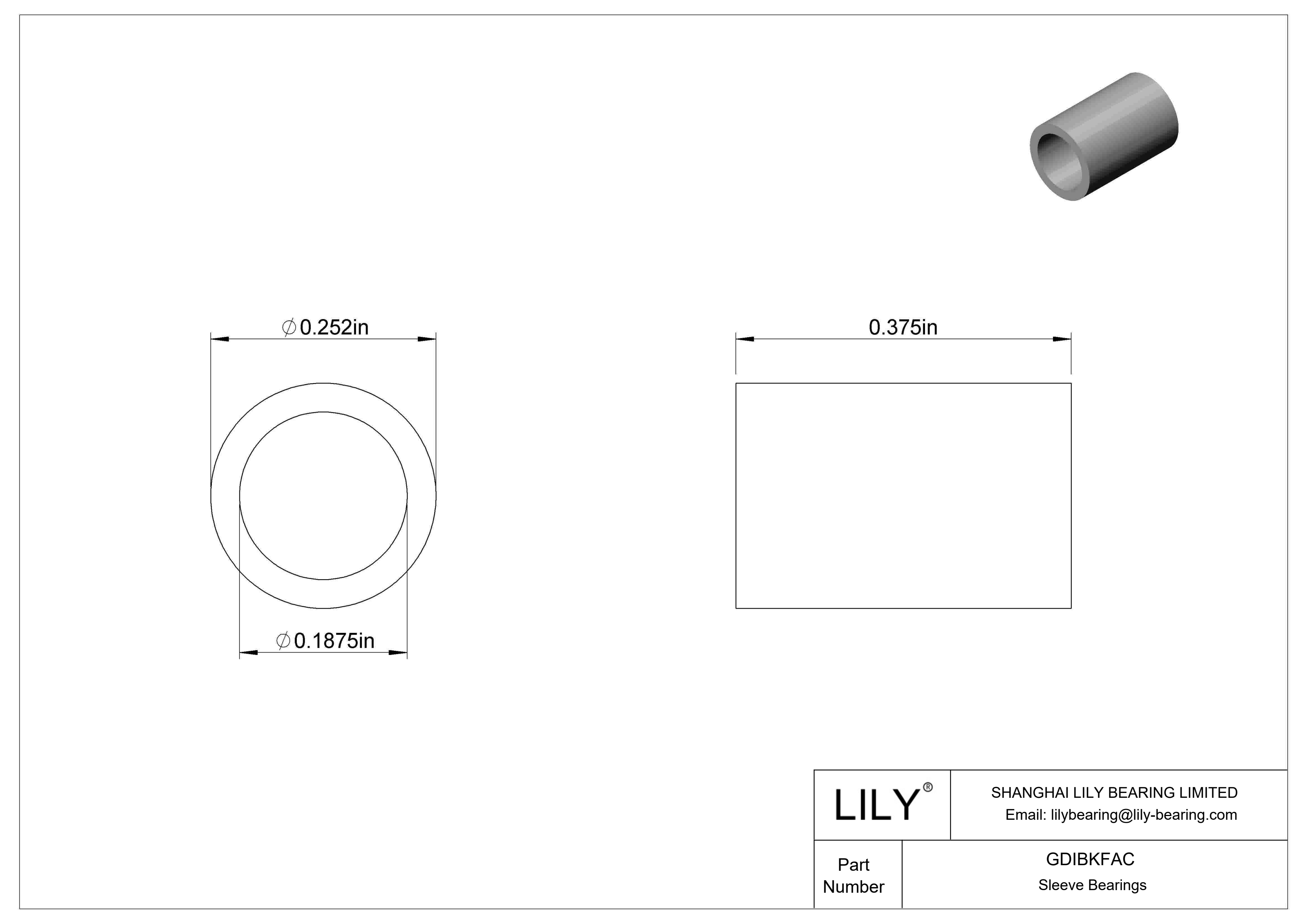 GDIBKFAC Multipurpose Sleeve Bearings cad drawing