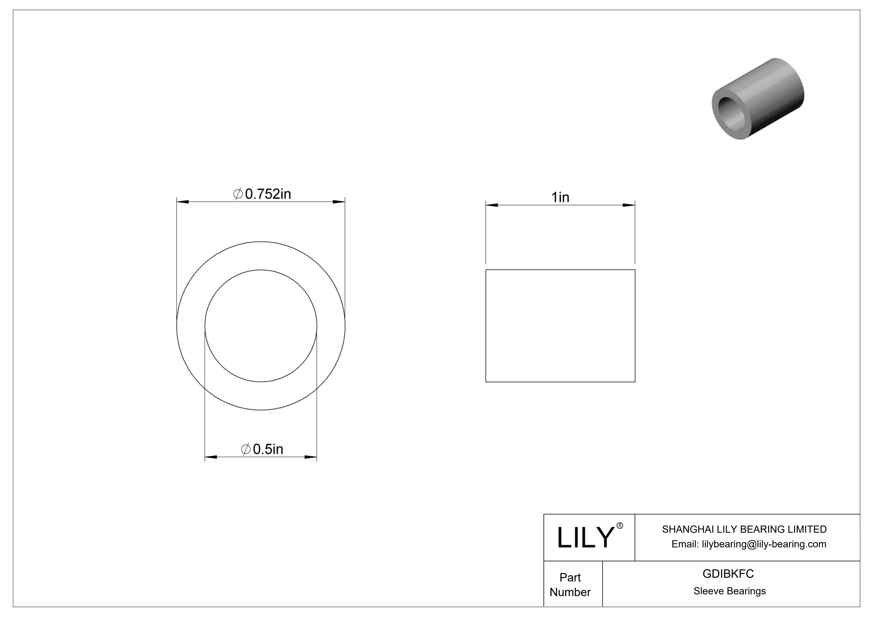 GDIBKFC 多用途套筒轴承 cad drawing