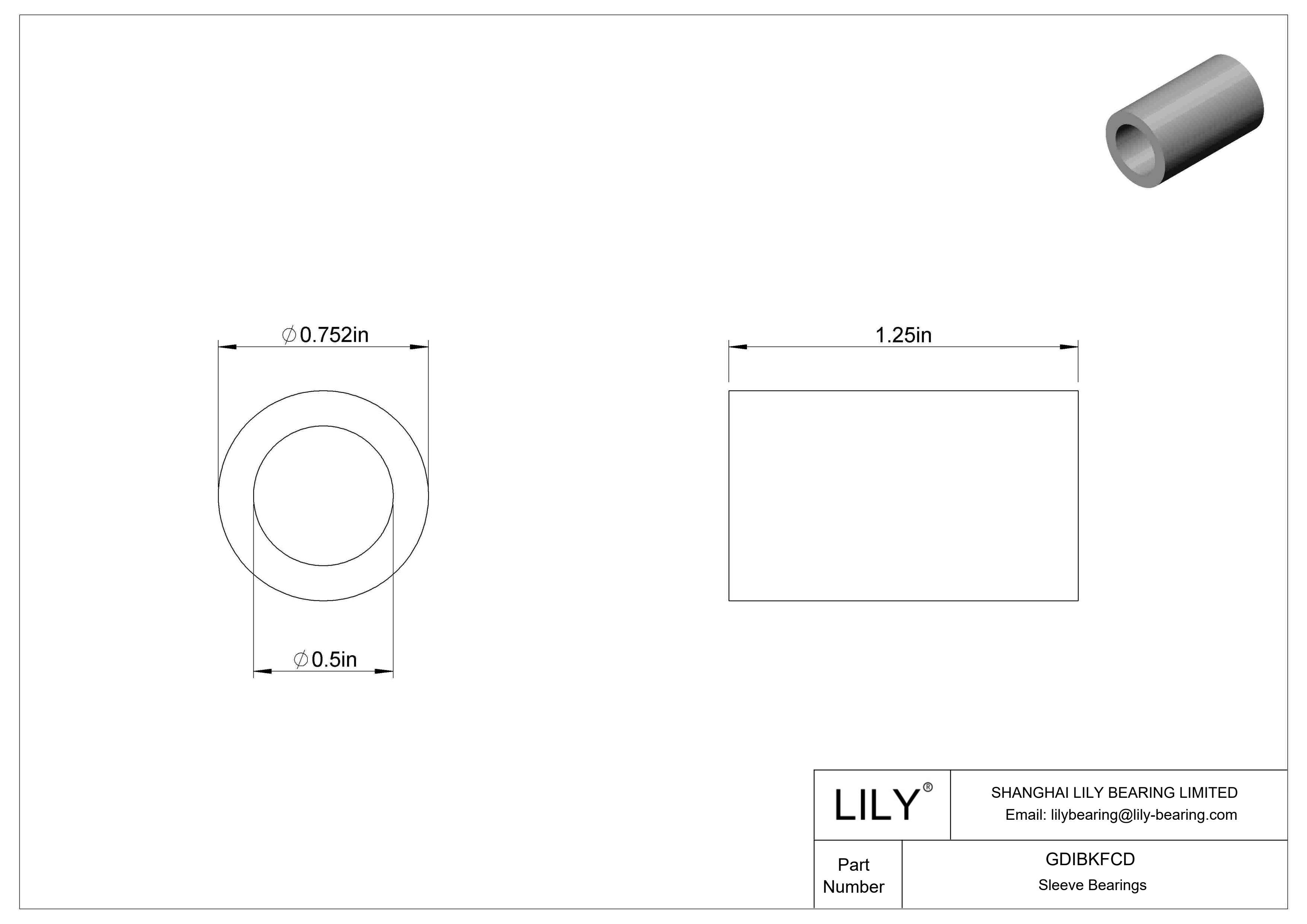 GDIBKFCD Multipurpose Sleeve Bearings cad drawing