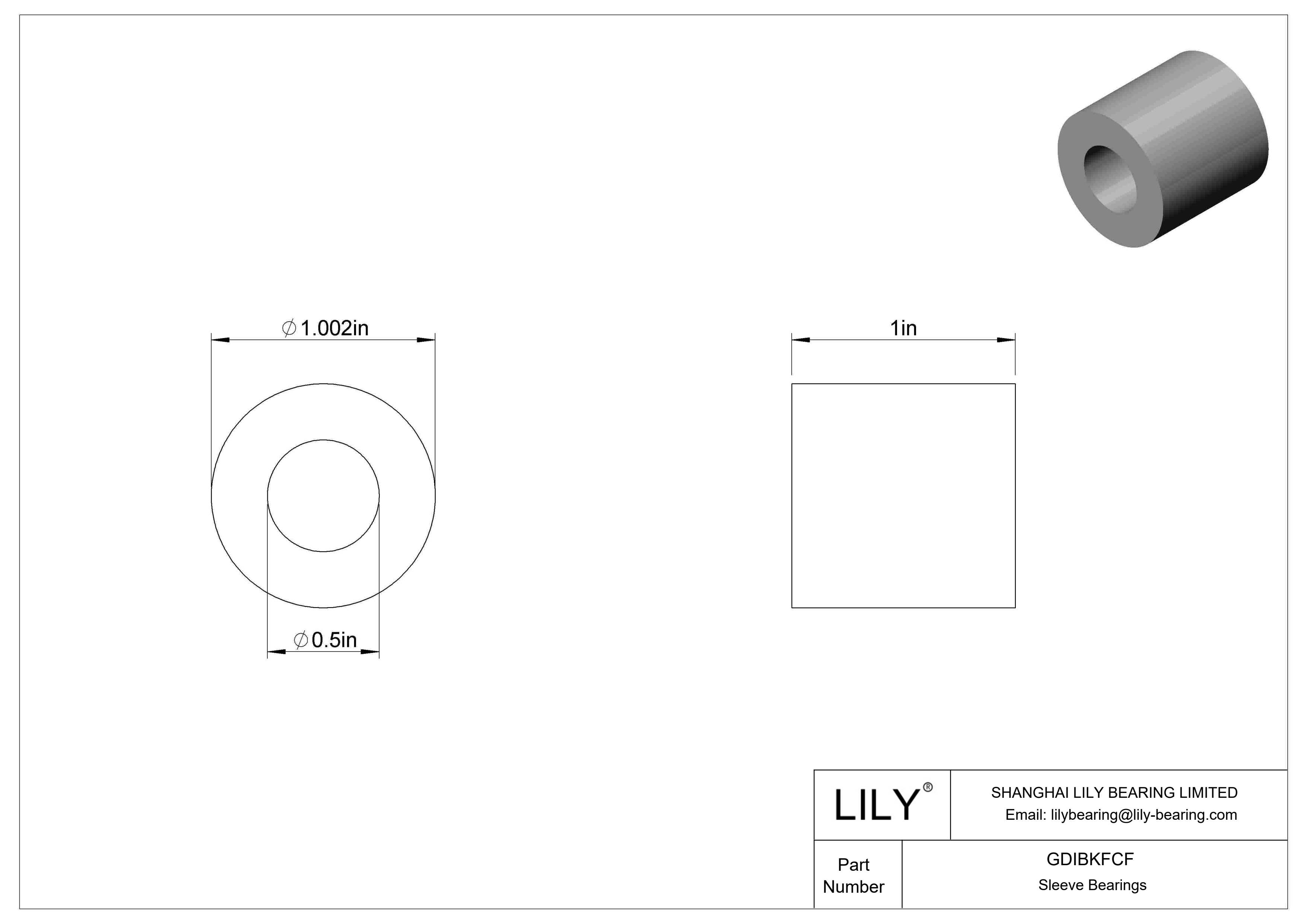 GDIBKFCF Multipurpose Sleeve Bearings cad drawing