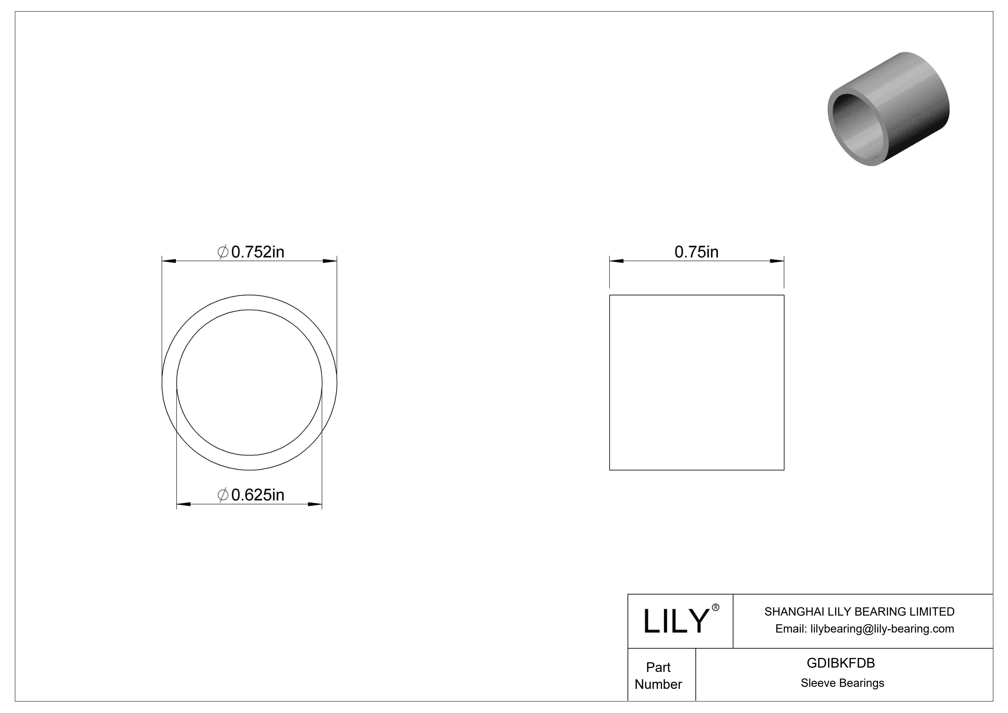 GDIBKFDB 多用途套筒轴承 cad drawing