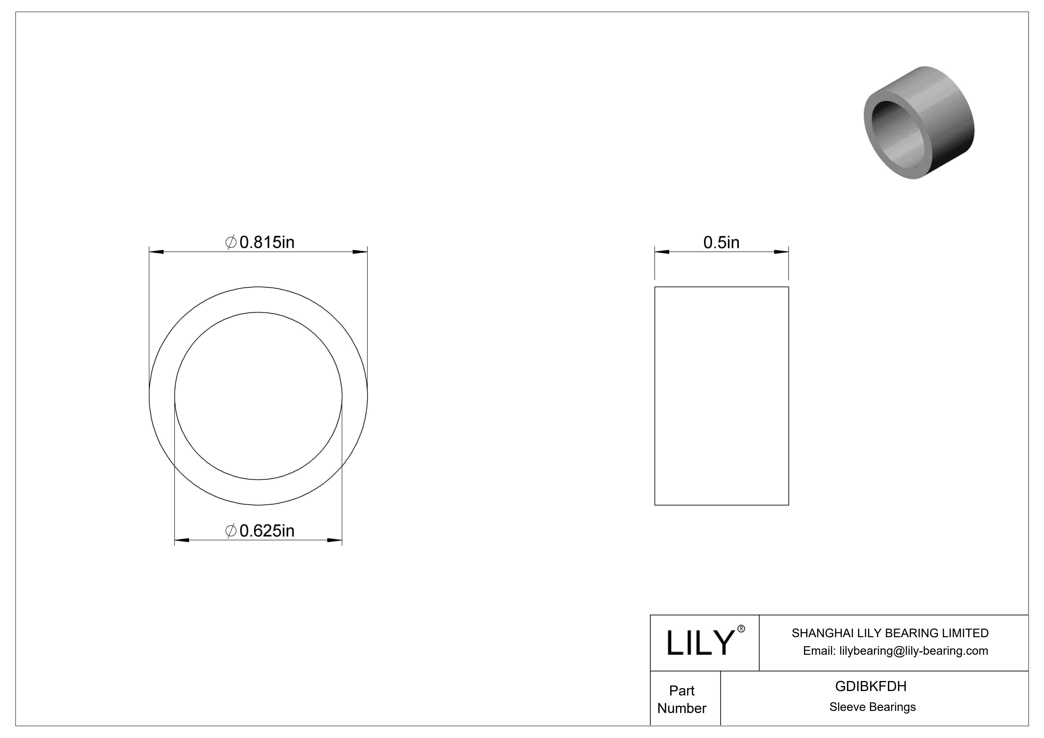 GDIBKFDH Multipurpose Sleeve Bearings cad drawing