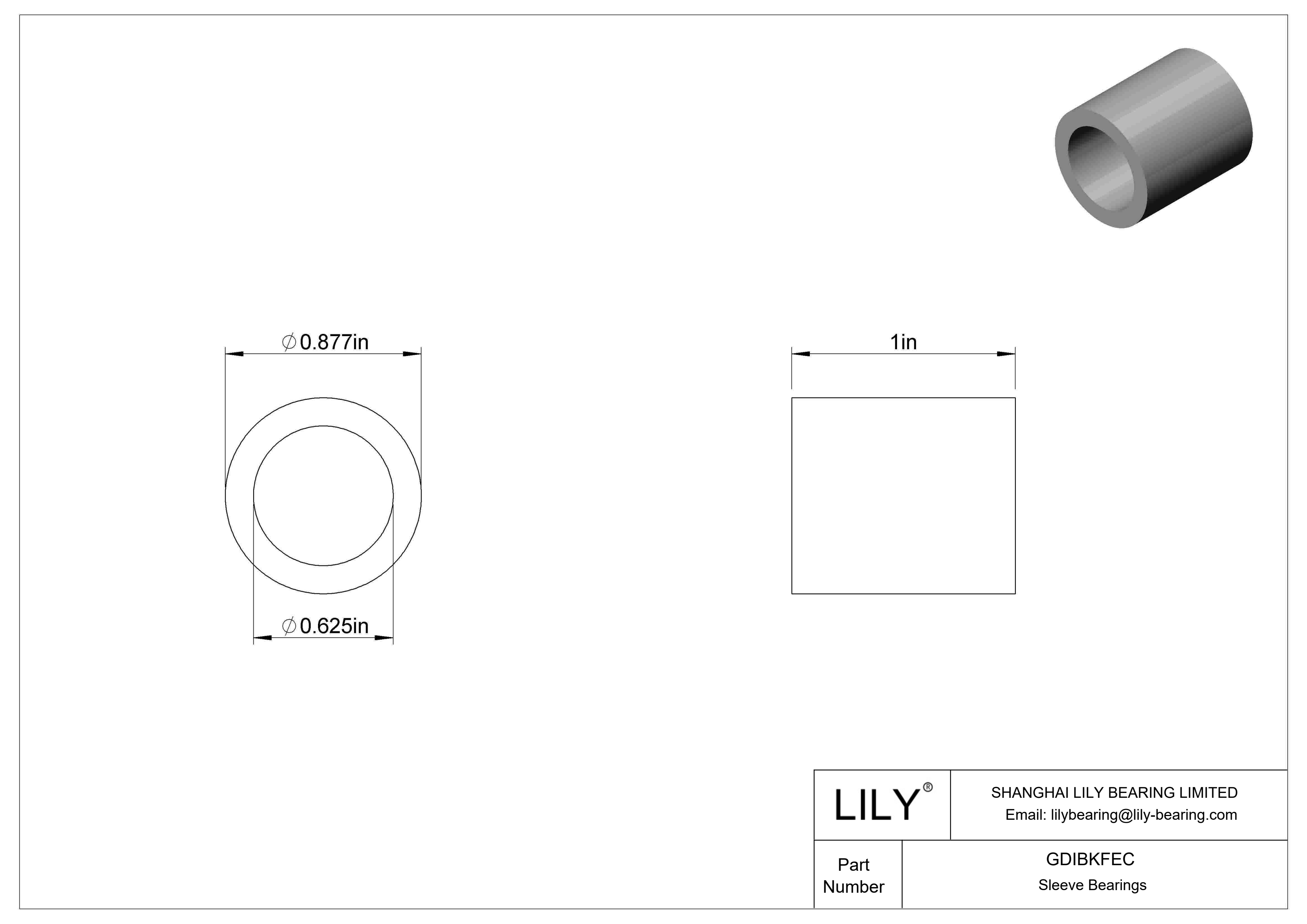 GDIBKFEC Multipurpose Sleeve Bearings cad drawing