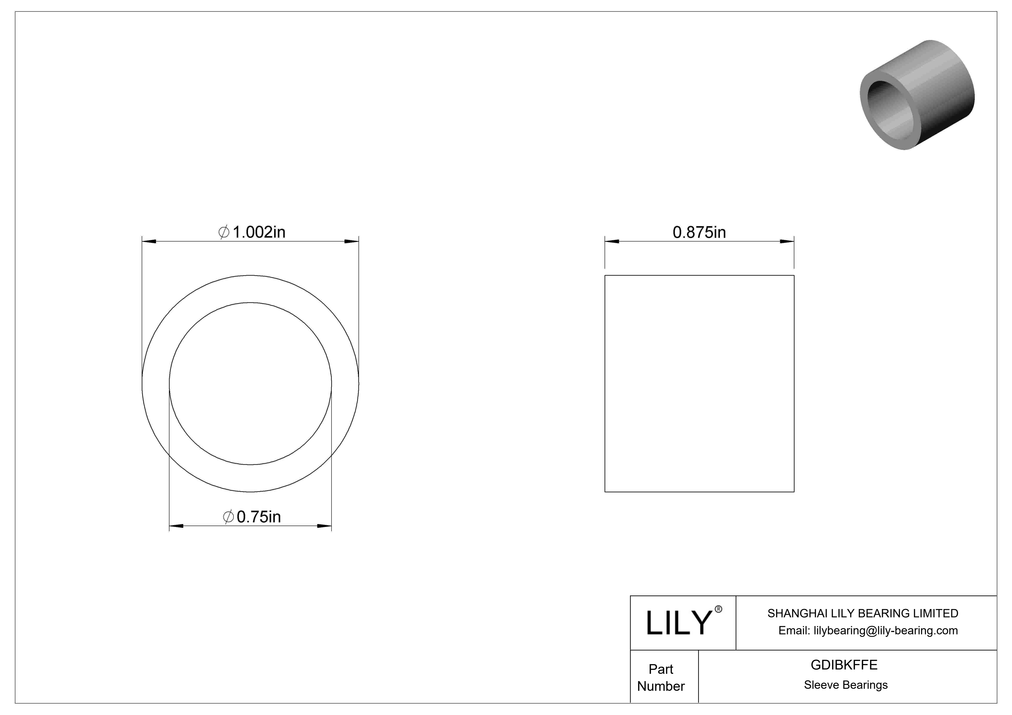 GDIBKFFE Multipurpose Sleeve Bearings cad drawing