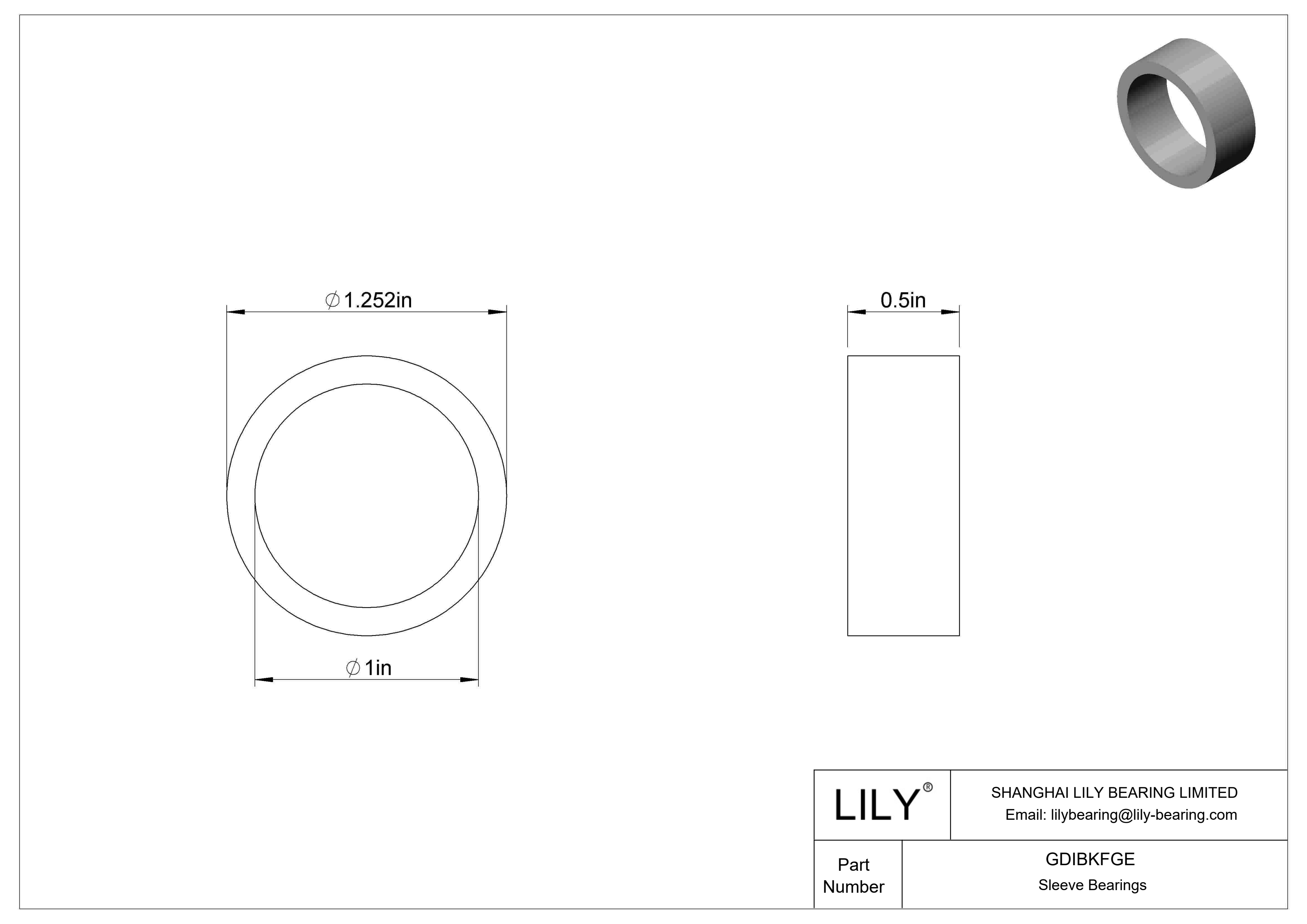 GDIBKFGE Multipurpose Sleeve Bearings cad drawing