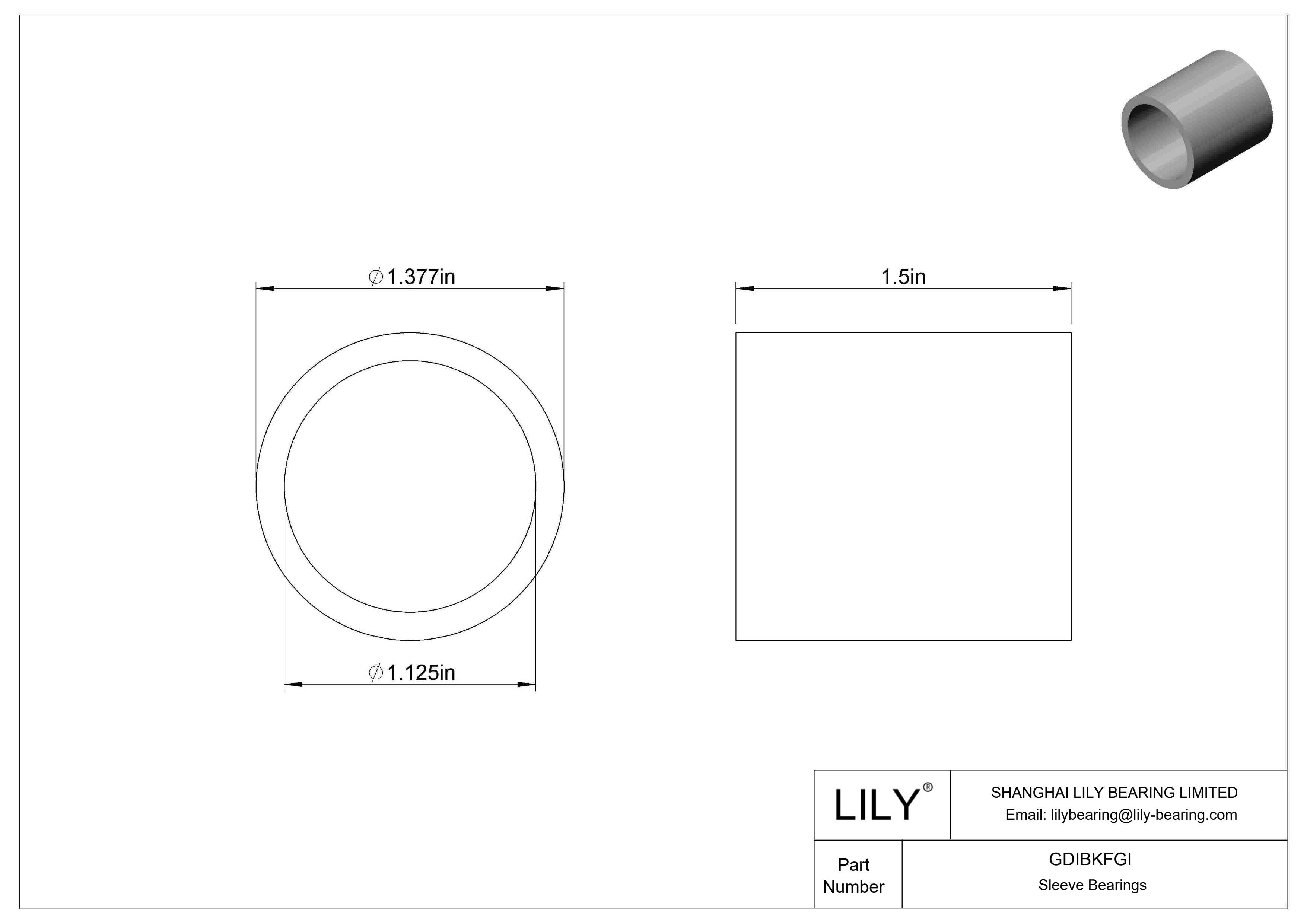 GDIBKFGI Multipurpose Sleeve Bearings cad drawing