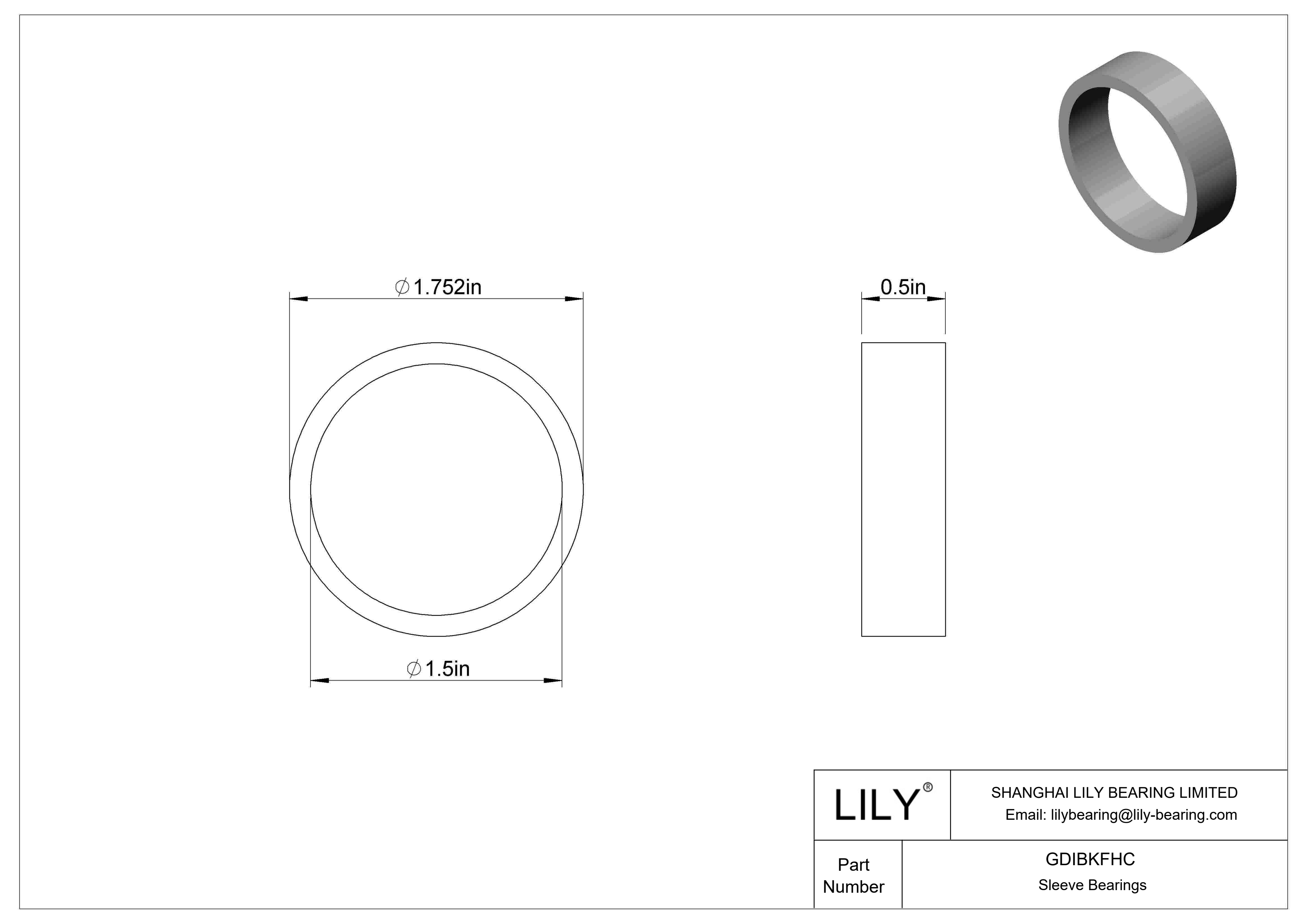 GDIBKFHC Multipurpose Sleeve Bearings cad drawing