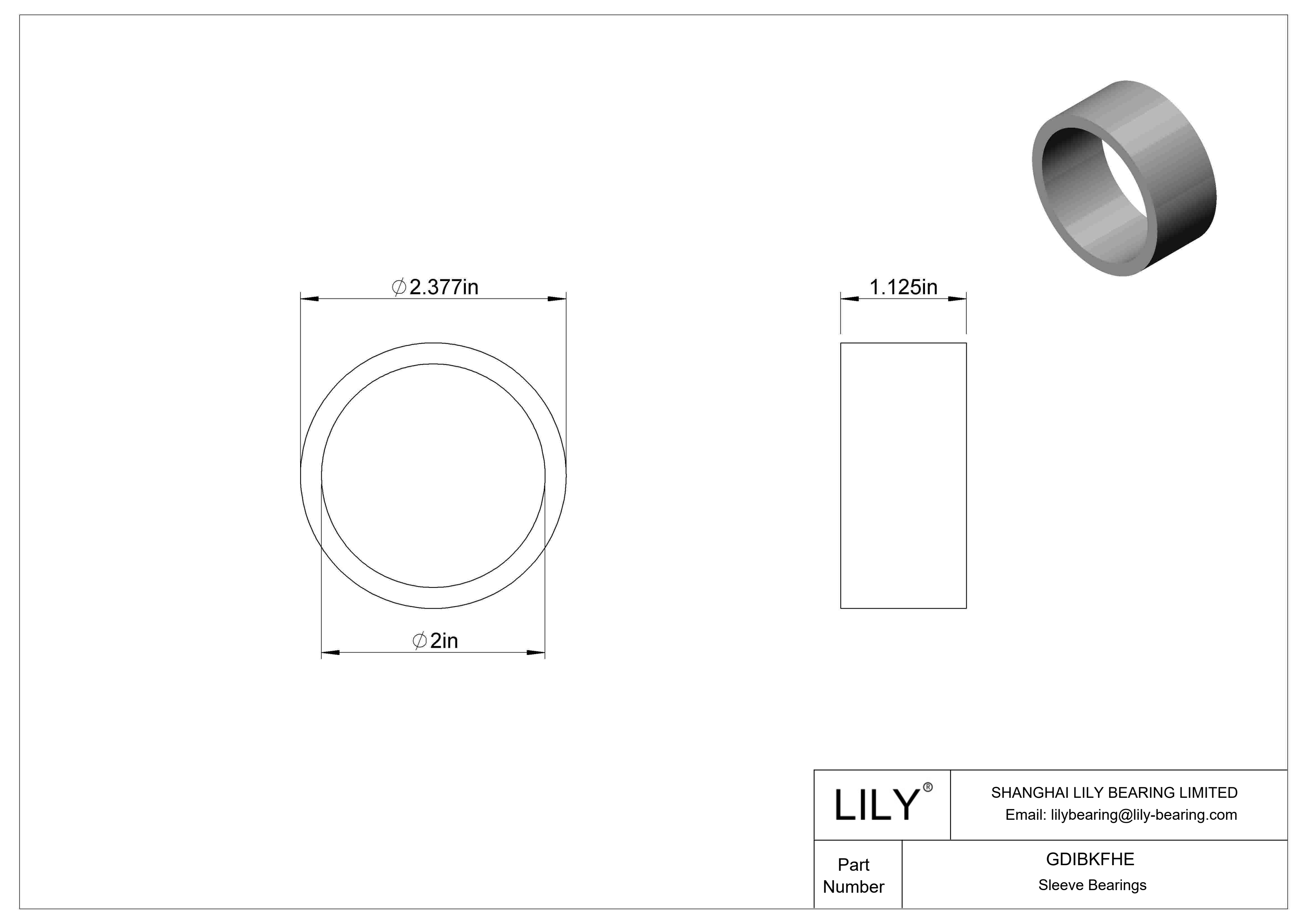 GDIBKFHE Multipurpose Sleeve Bearings cad drawing