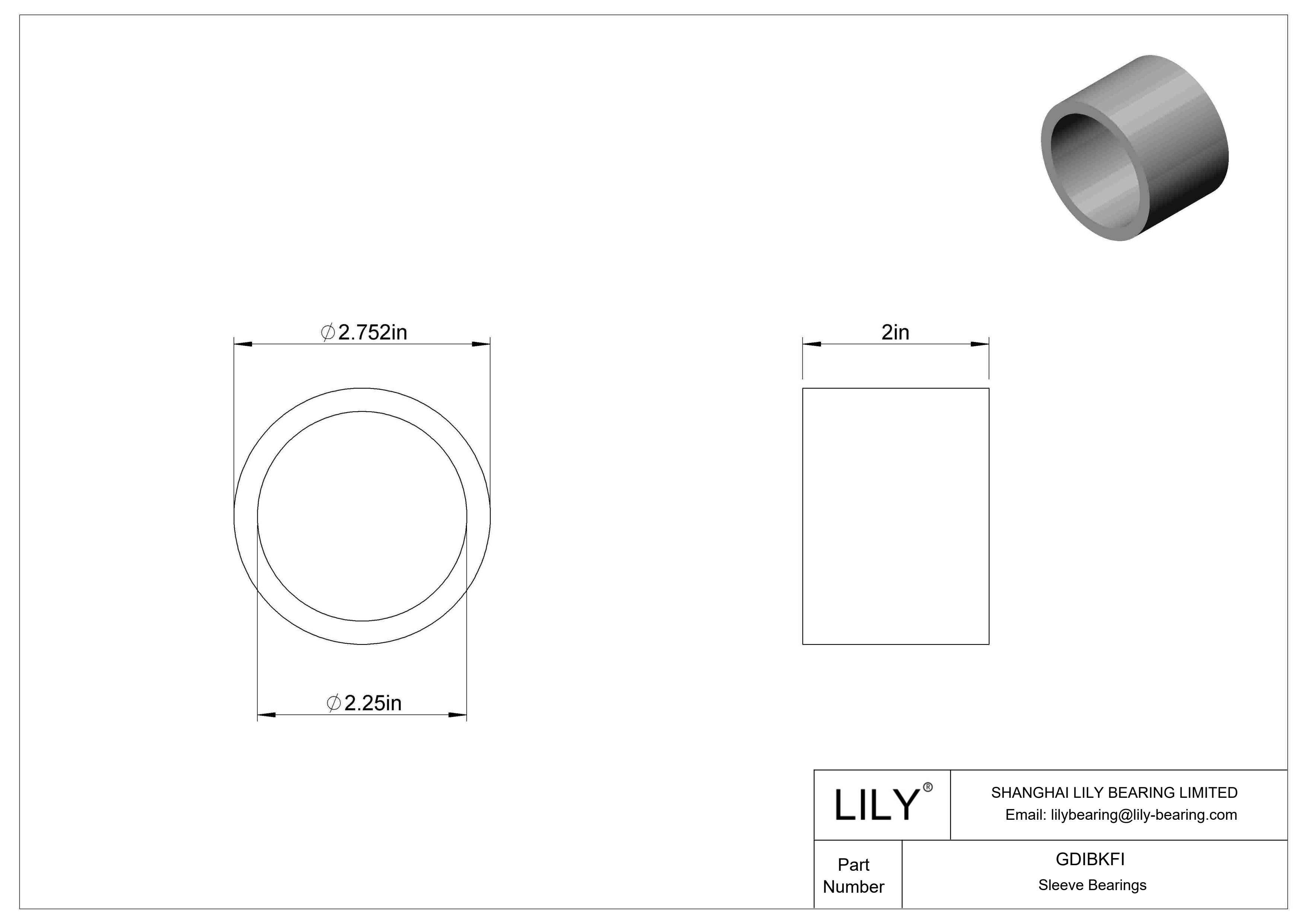 GDIBKFI Multipurpose Sleeve Bearings cad drawing