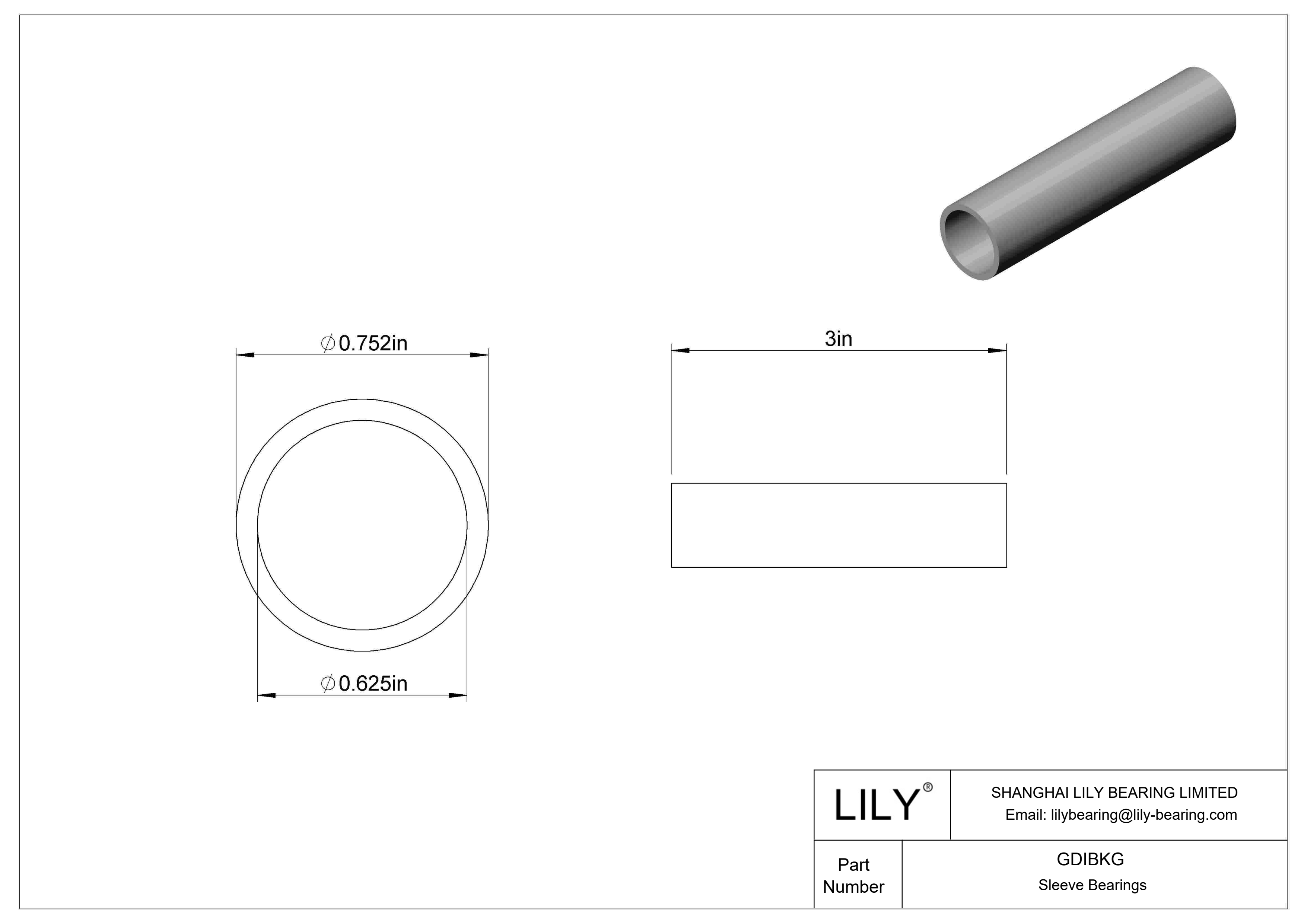 GDIBKG 多用途套筒轴承 cad drawing