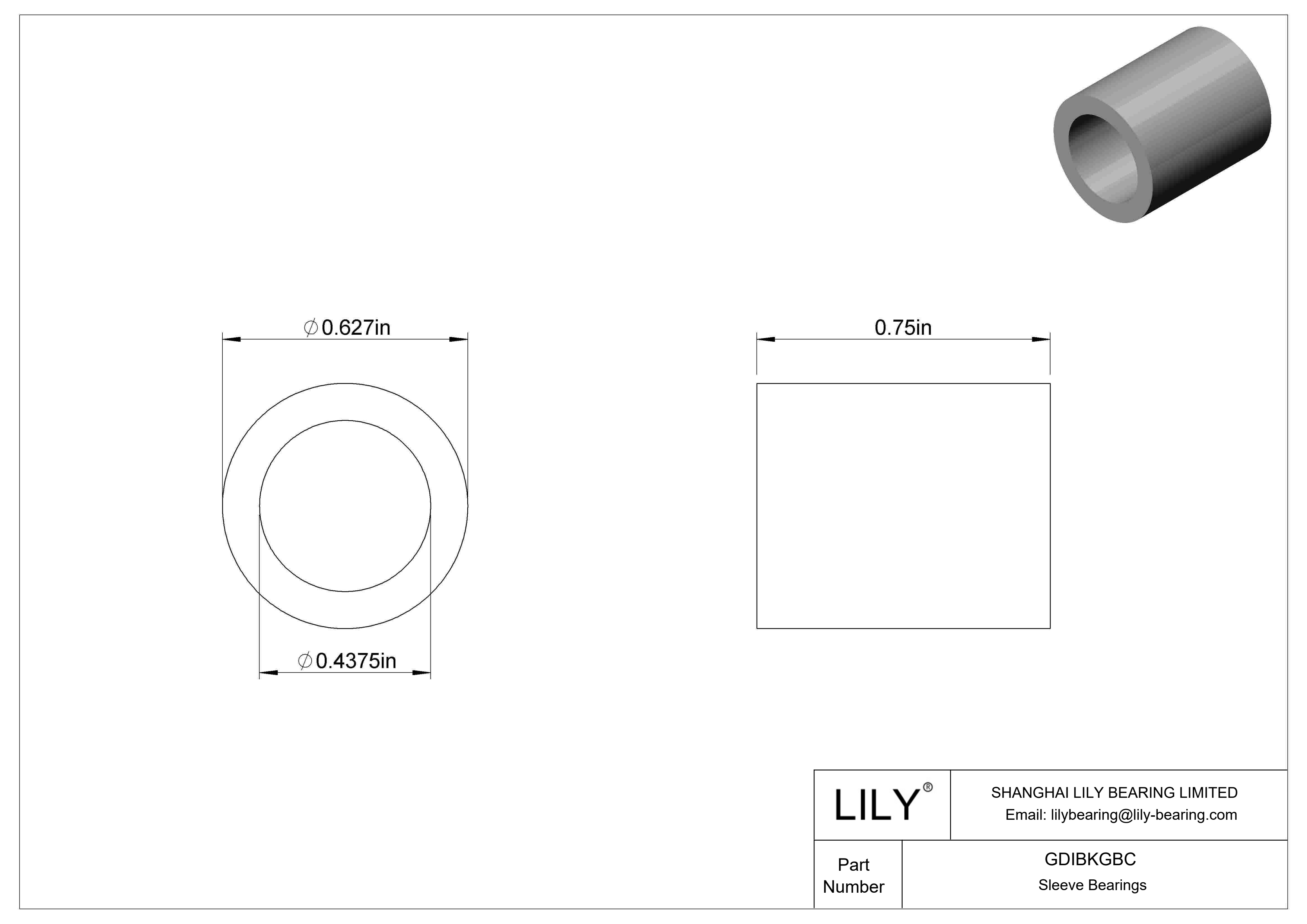 GDIBKGBC Multipurpose Sleeve Bearings cad drawing