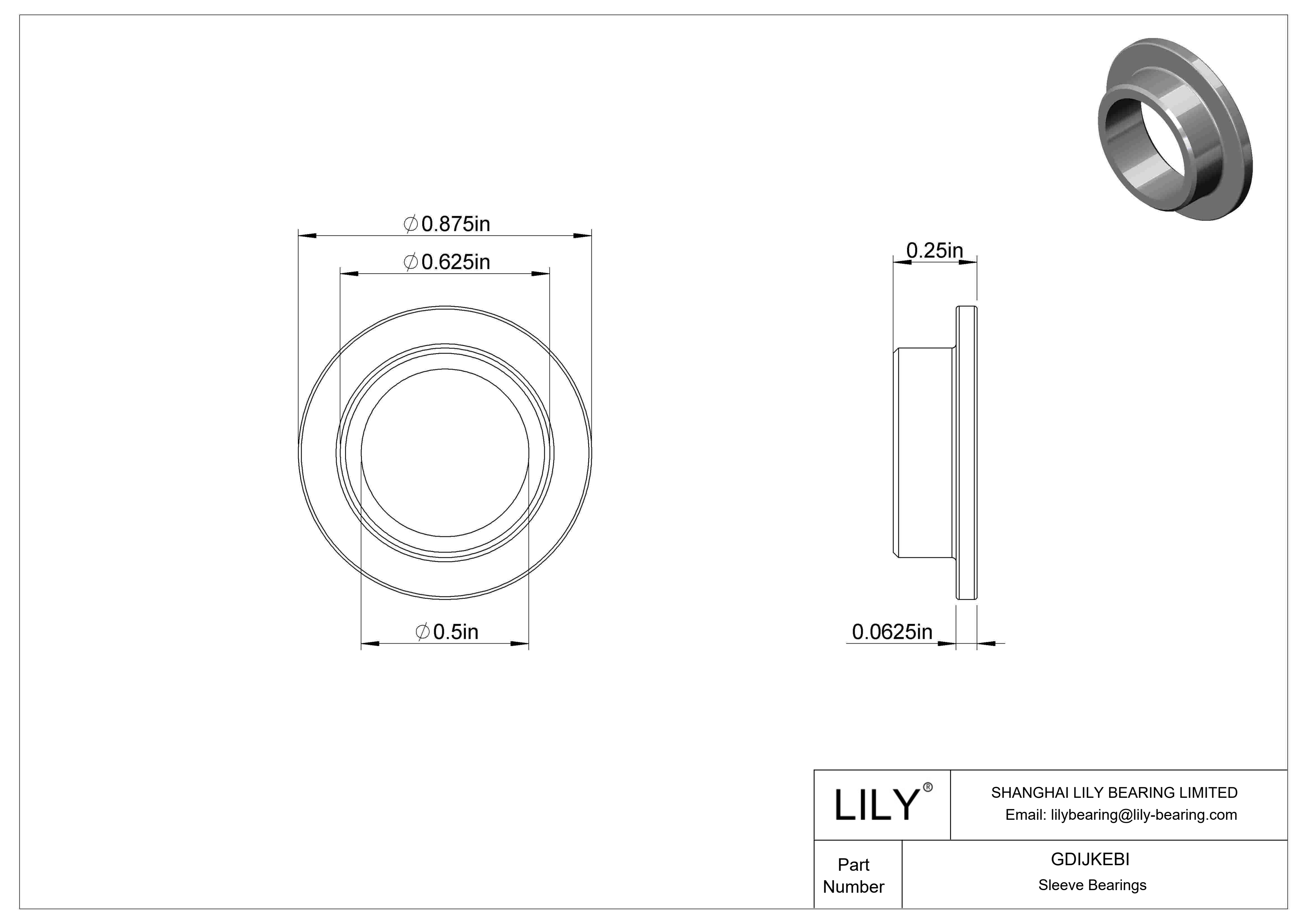 GDIJKEBI Rodamientos de manguito con brida de funcionamiento en seco para cargas ligeras cad drawing