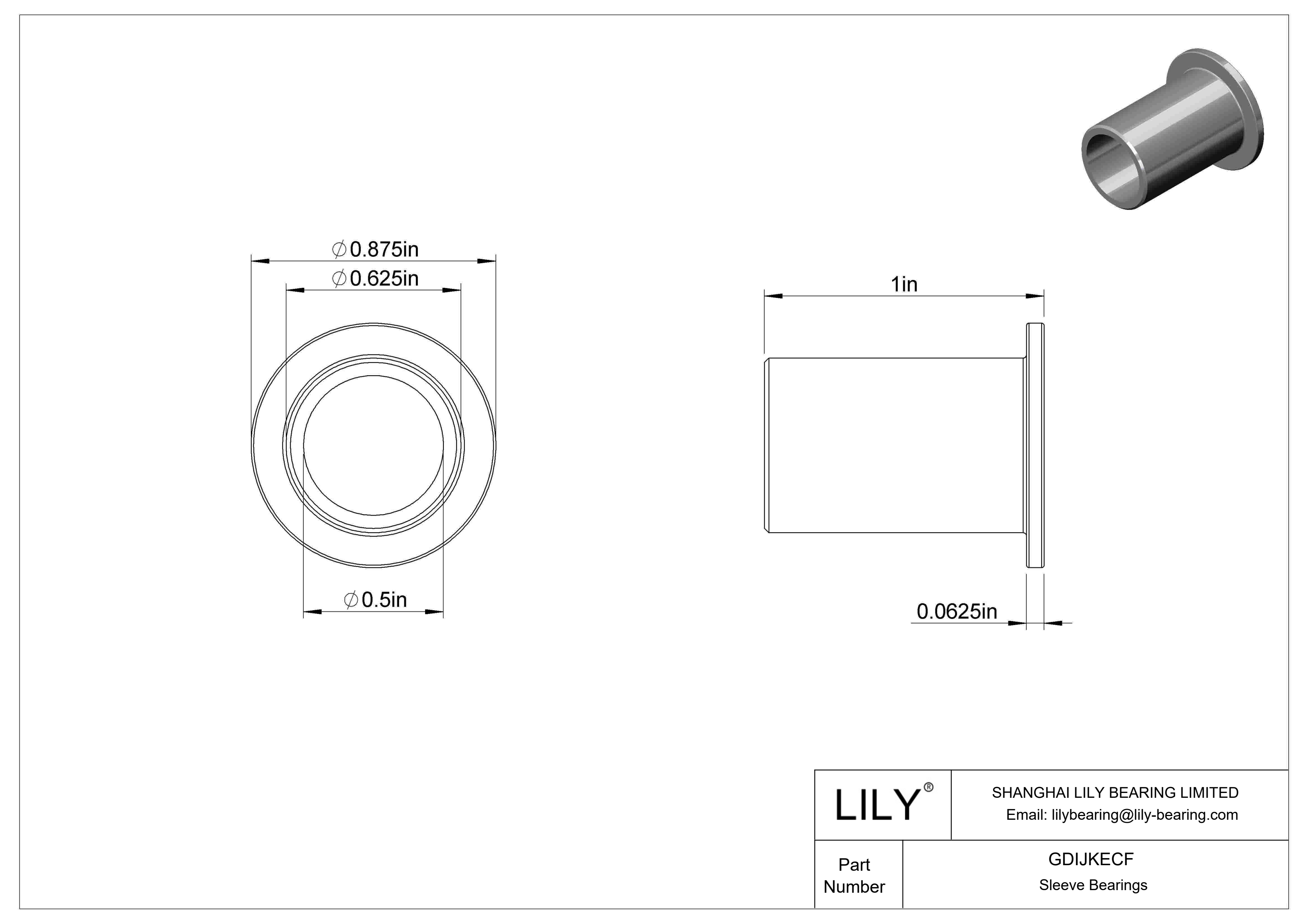 GDIJKECF Light Duty Dry-Running Flanged Sleeve Bearings cad drawing