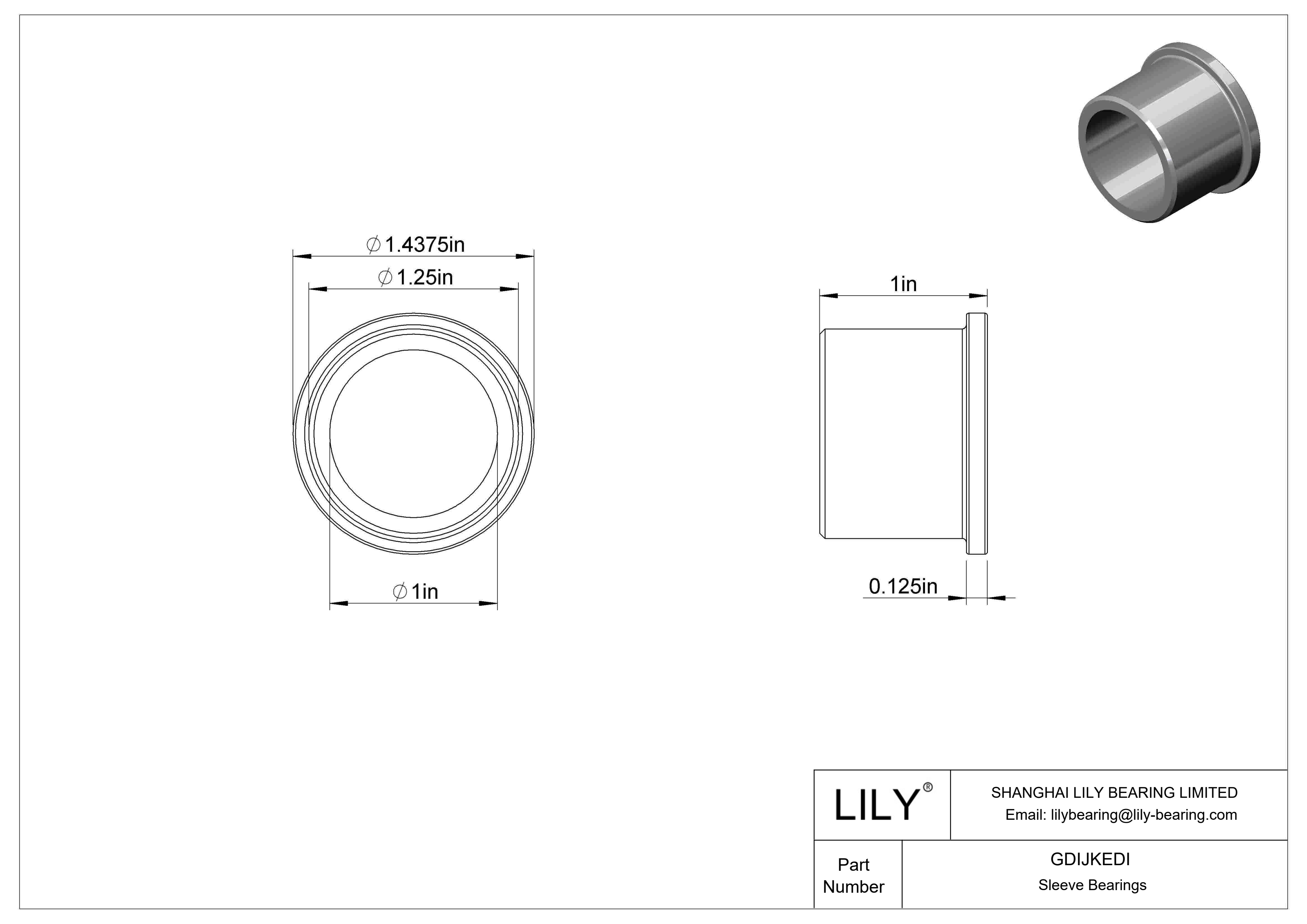 GDIJKEDI Rodamientos de manguito con brida de funcionamiento en seco para cargas ligeras cad drawing