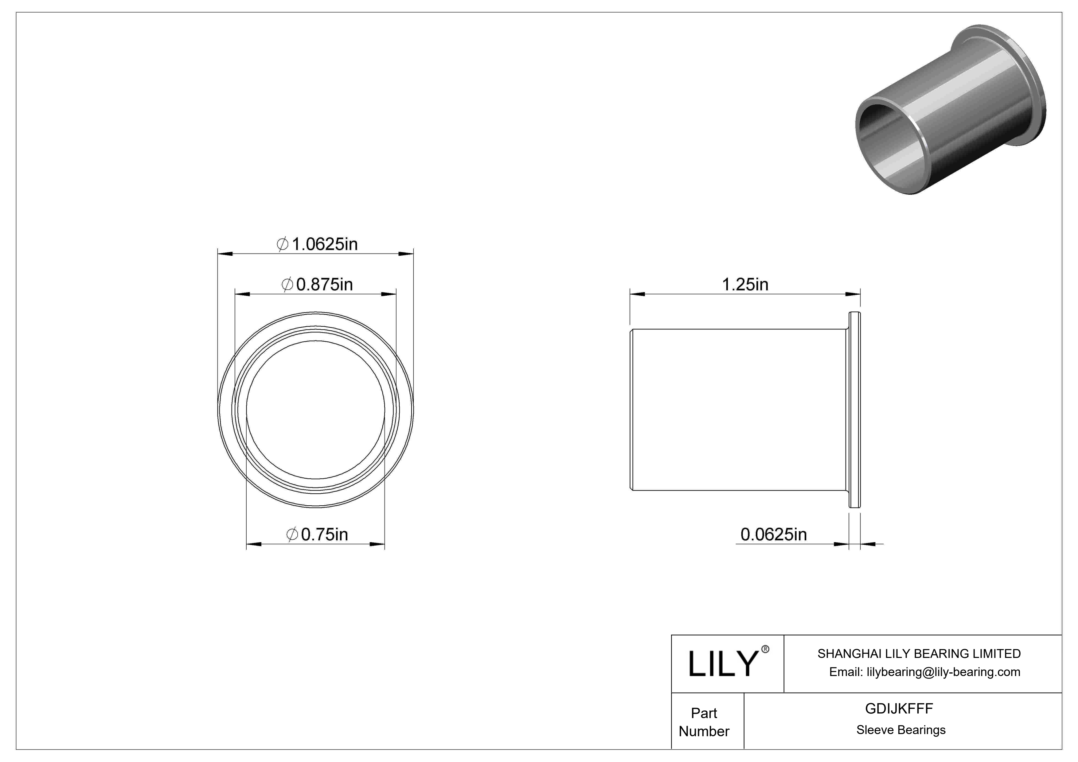 GDIJKFFF Light Duty Dry-Running Flanged Sleeve Bearings cad drawing