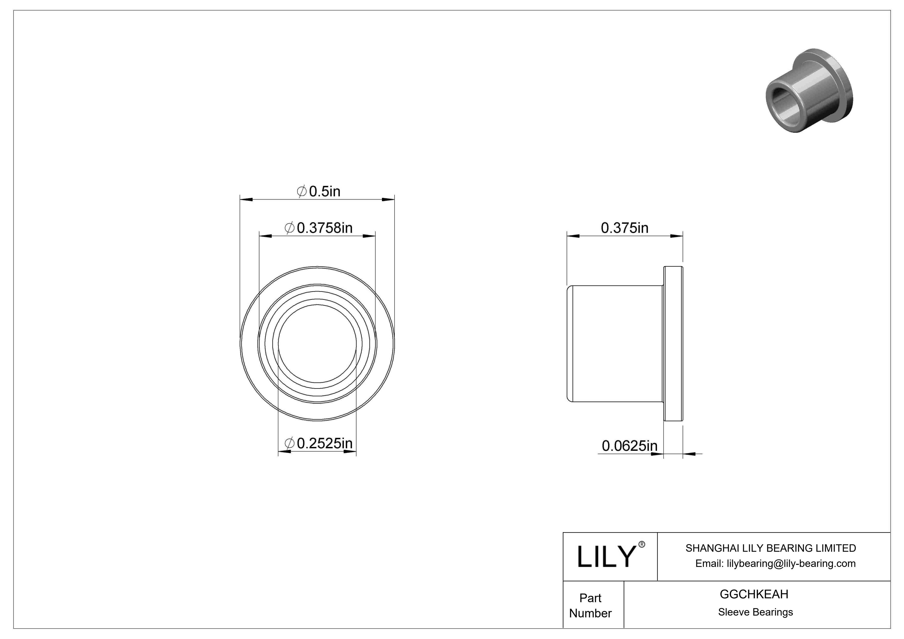 GGCHKEAH Casquillos de fricción con brida de funcionamiento en seco resistentes a productos químicos cad drawing