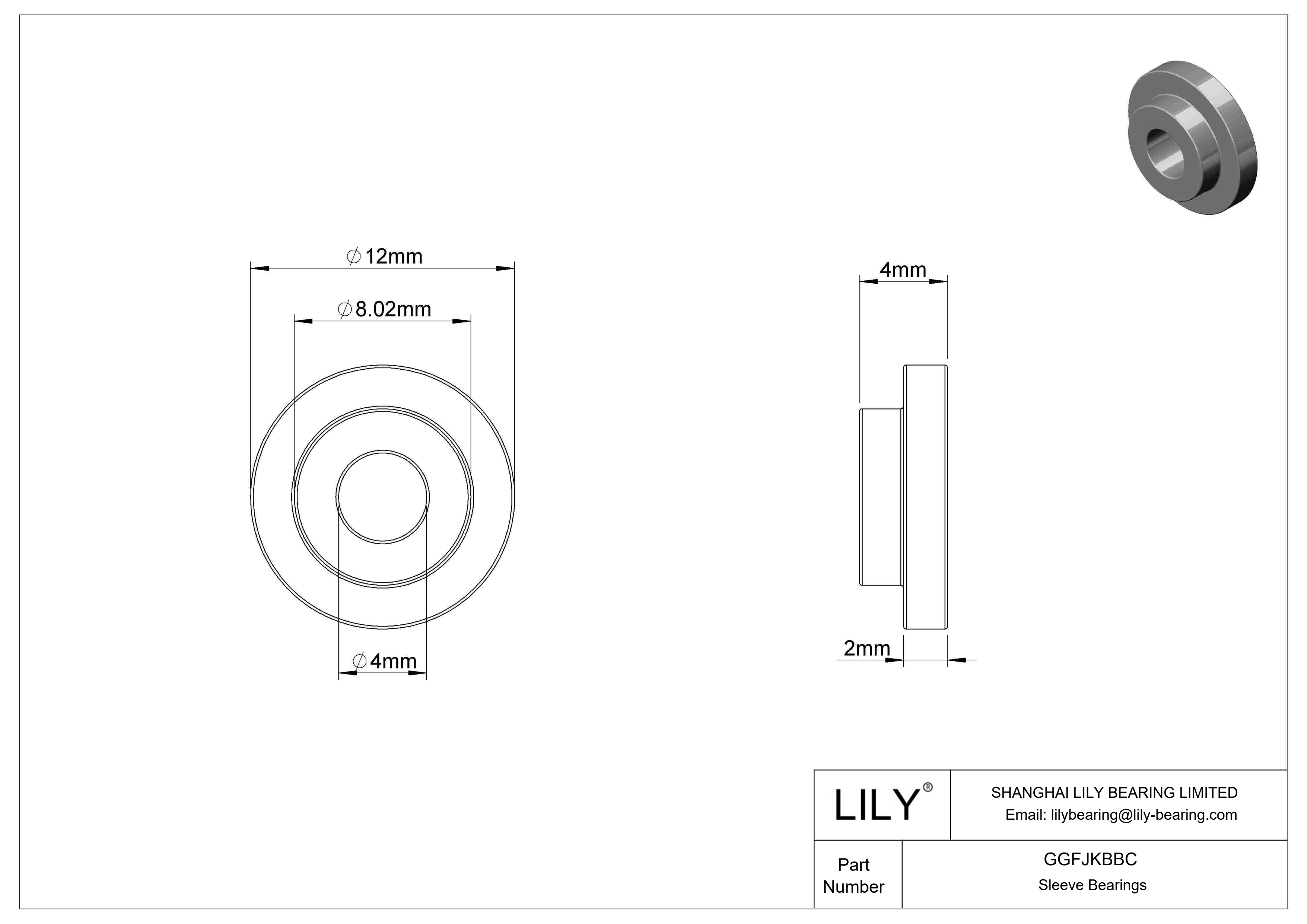 GGFJKBBC Oil-Embedded Flanged Sleeve Bearings cad drawing