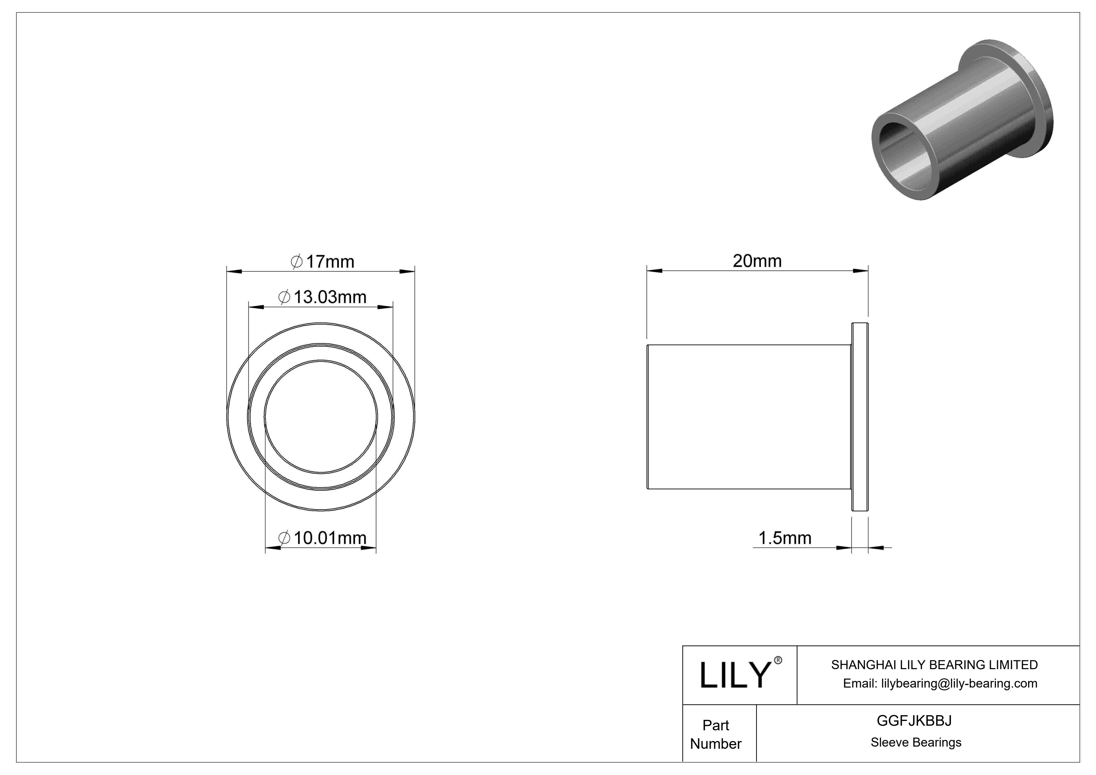 GGFJKBBJ Oil-Embedded Flanged Sleeve Bearings cad drawing