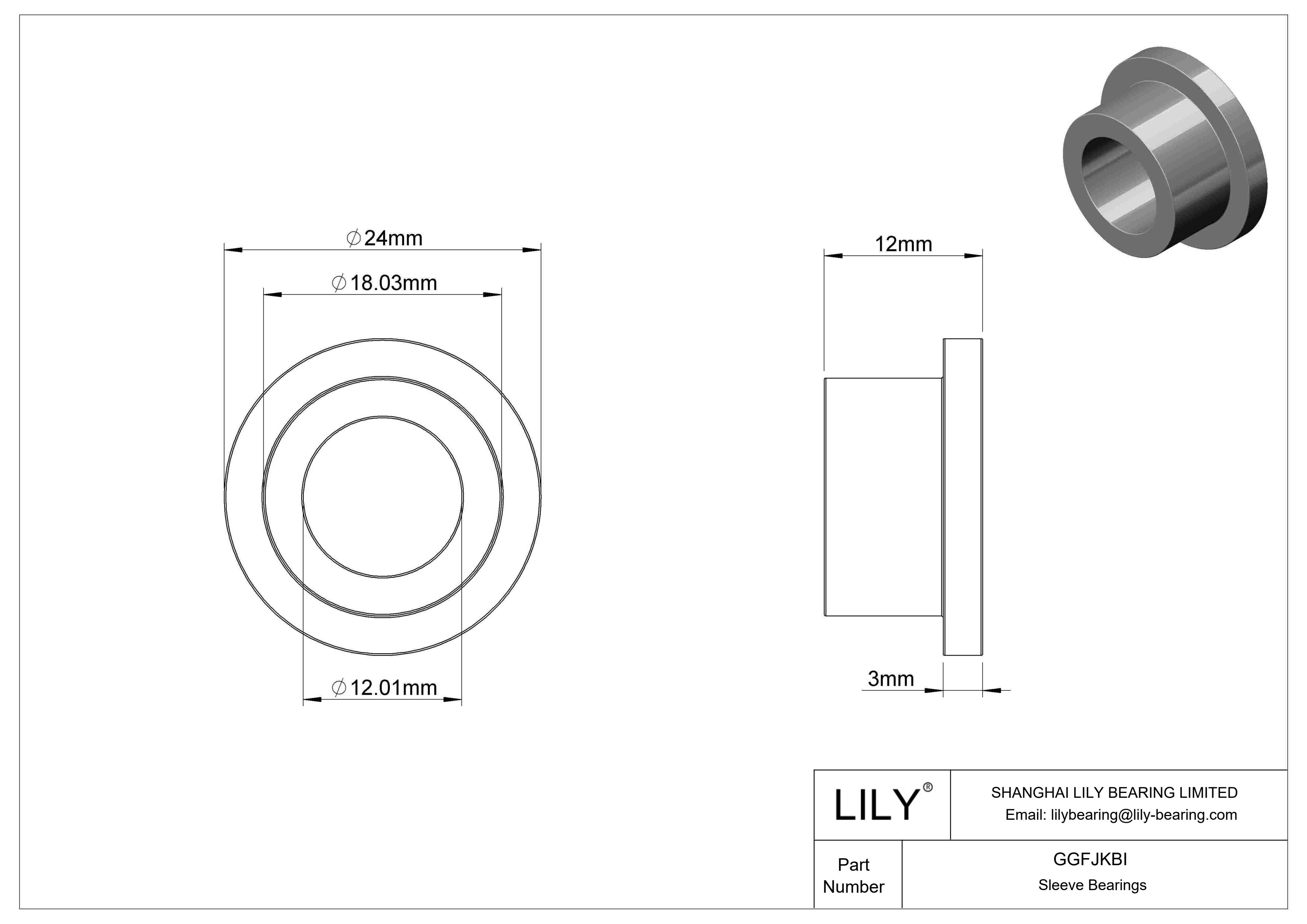 GGFJKBI Oil-Embedded Flanged Sleeve Bearings cad drawing