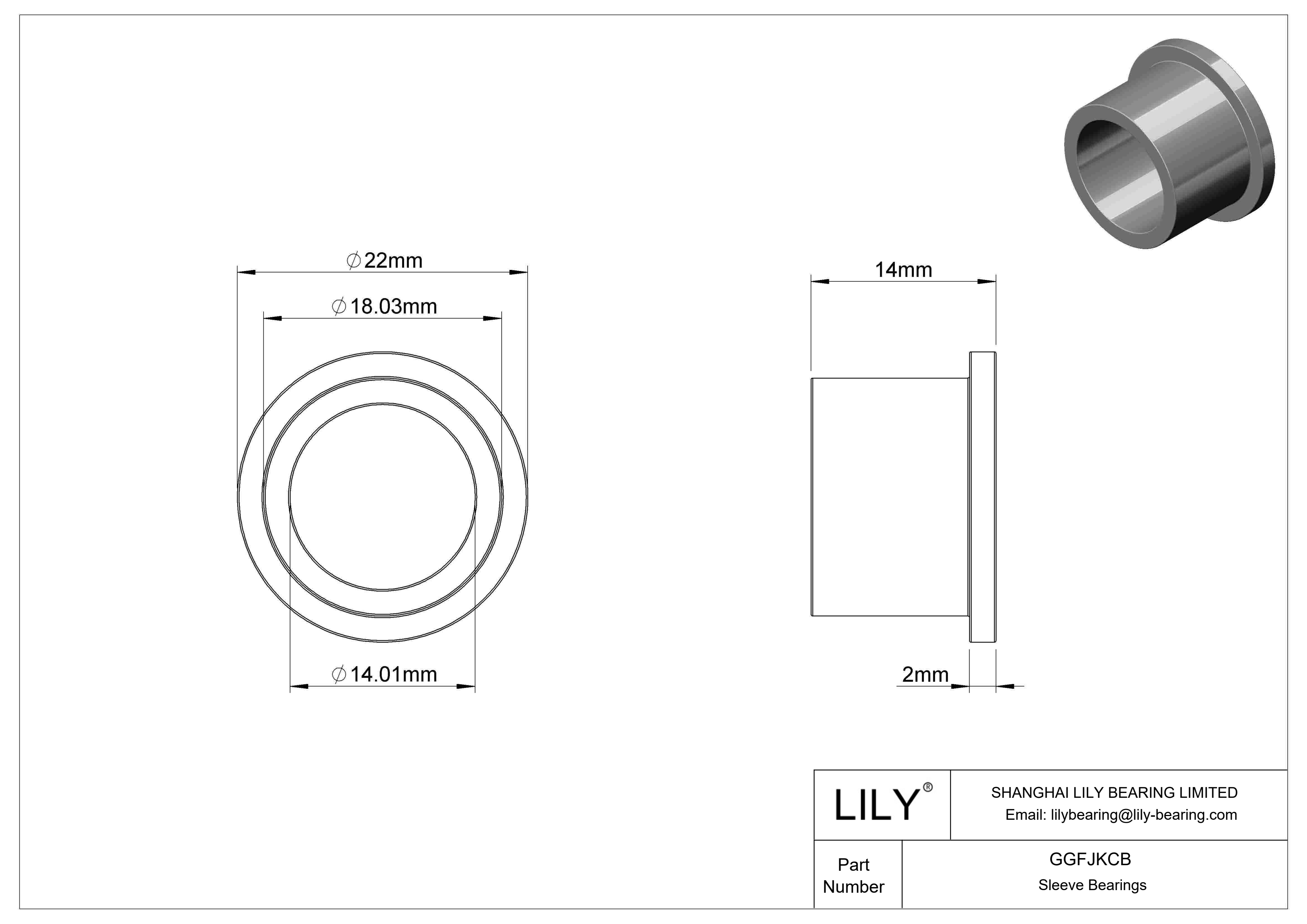 GGFJKCB Rodamientos de manguito con pestaña lubricados con aceite cad drawing