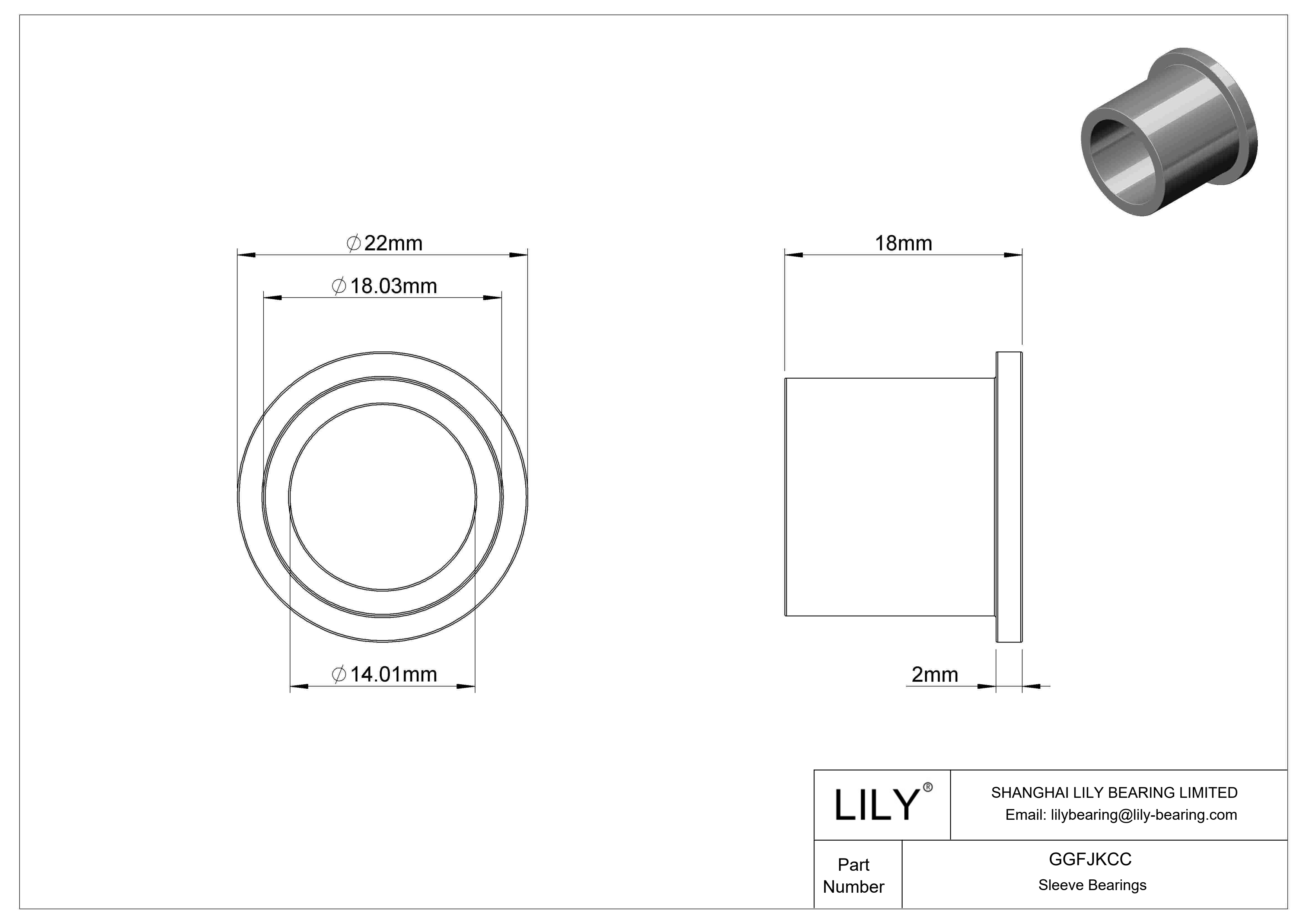 GGFJKCC Rodamientos de manguito con pestaña lubricados con aceite cad drawing