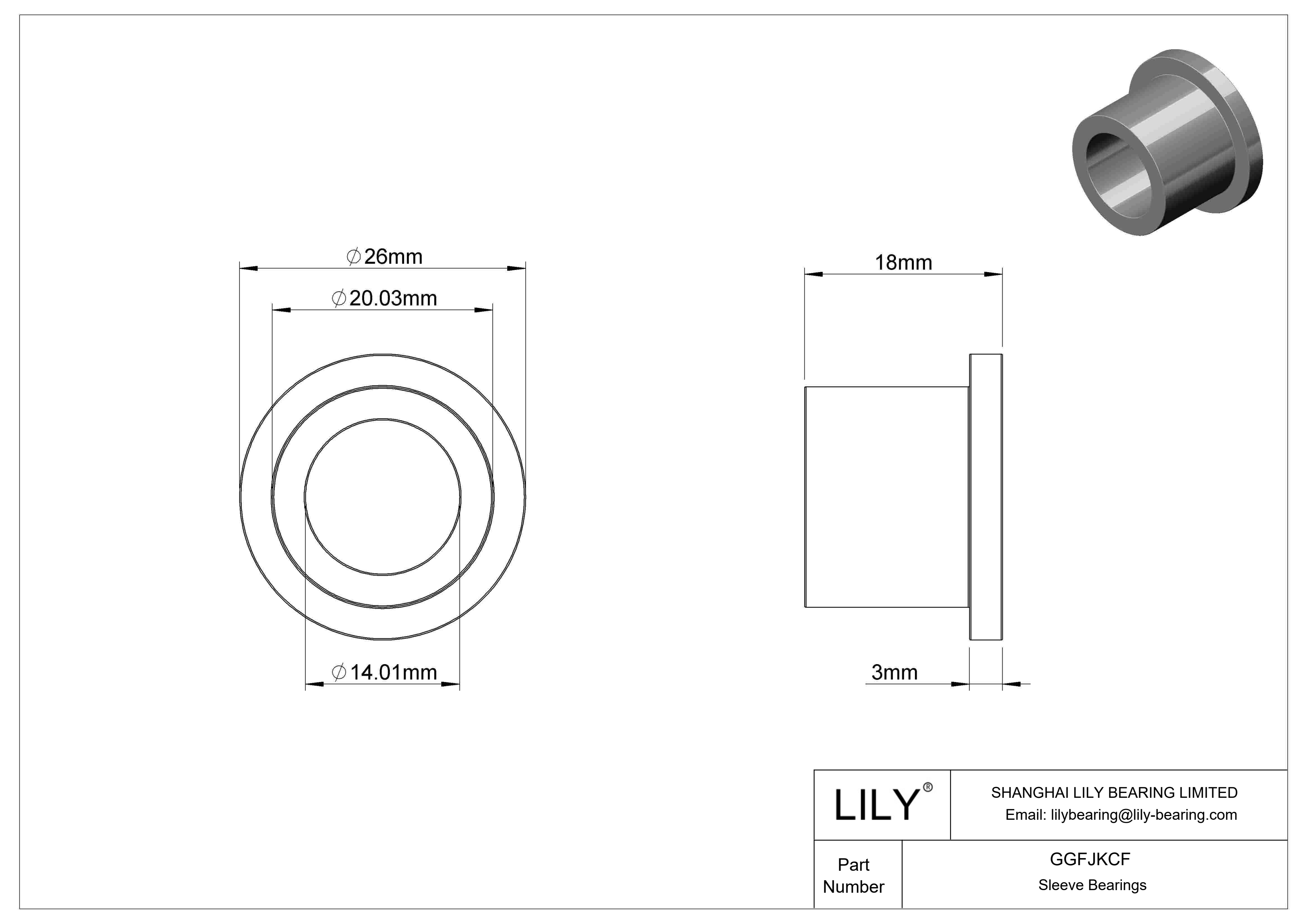 GGFJKCF Rodamientos de manguito con pestaña lubricados con aceite cad drawing