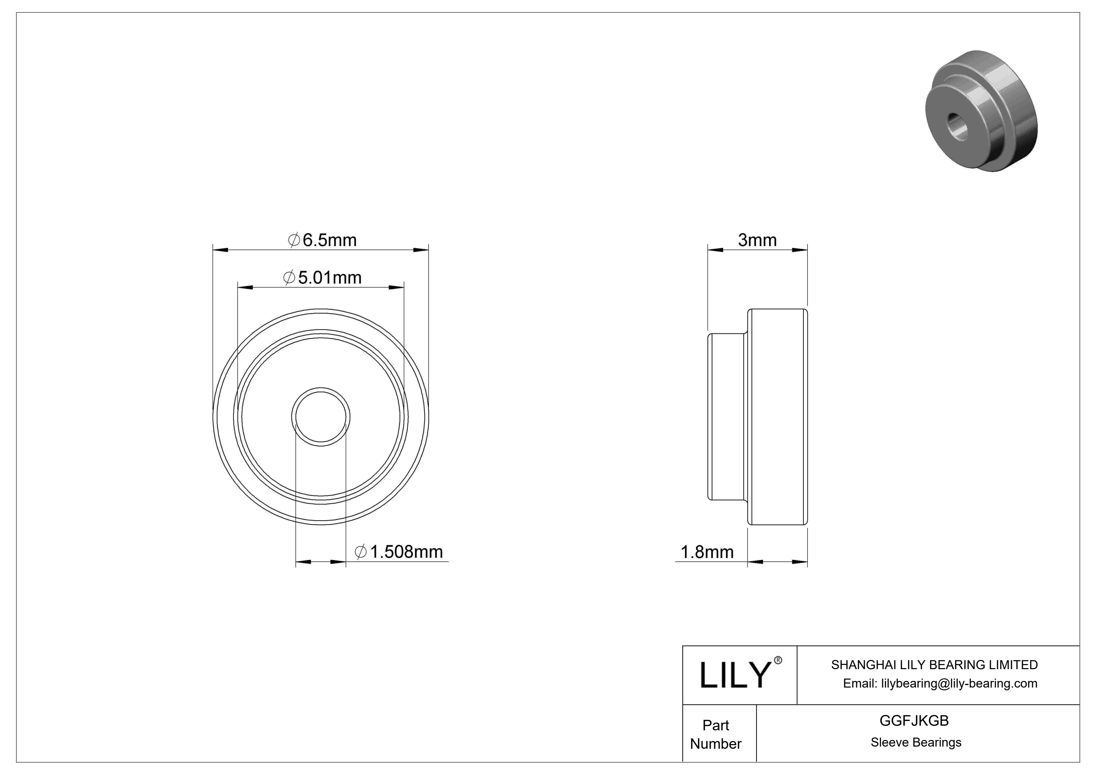 GGFJKGB Oil-Embedded Flanged Sleeve Bearings cad drawing