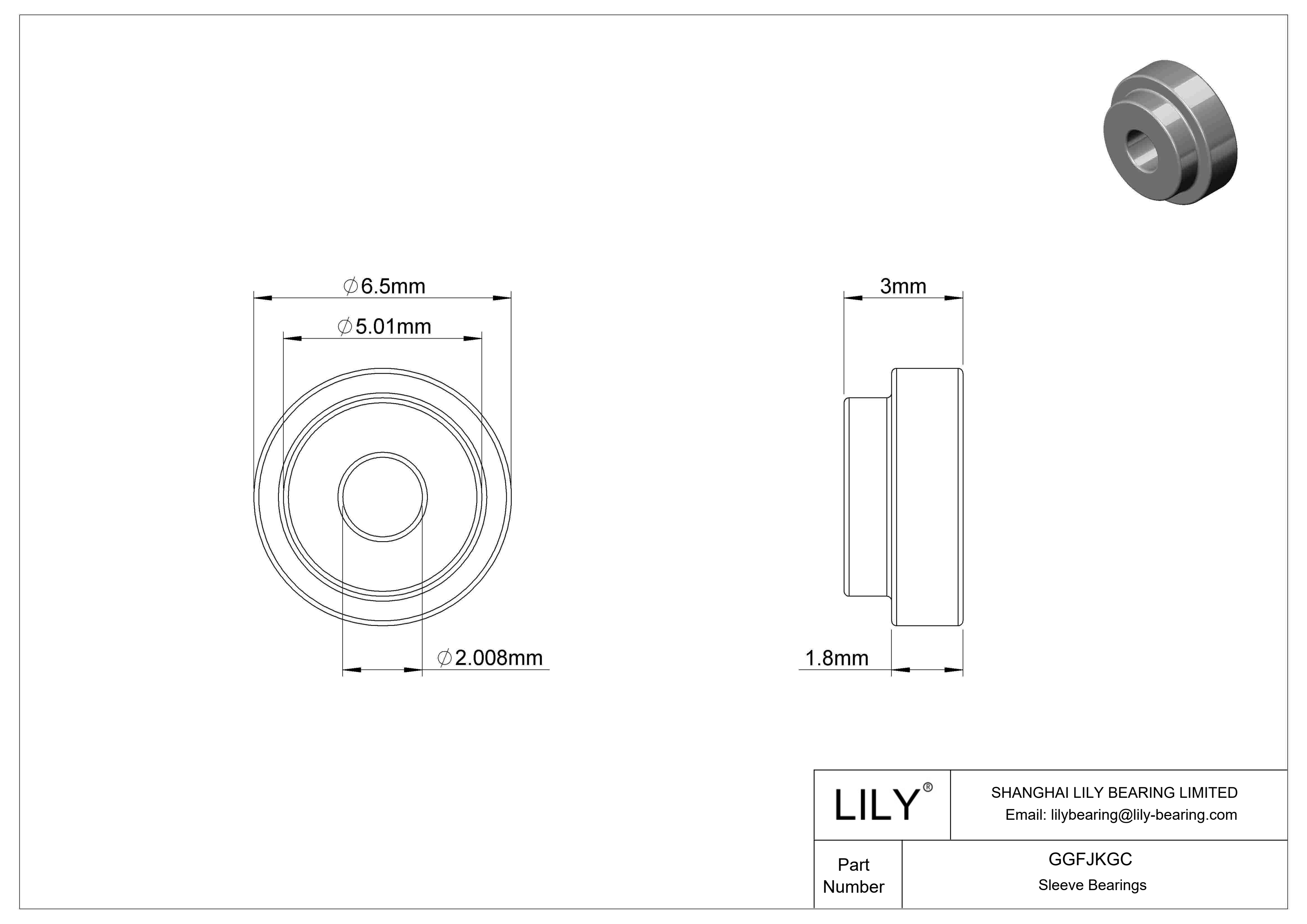 GGFJKGC Oil-Embedded Flanged Sleeve Bearings cad drawing