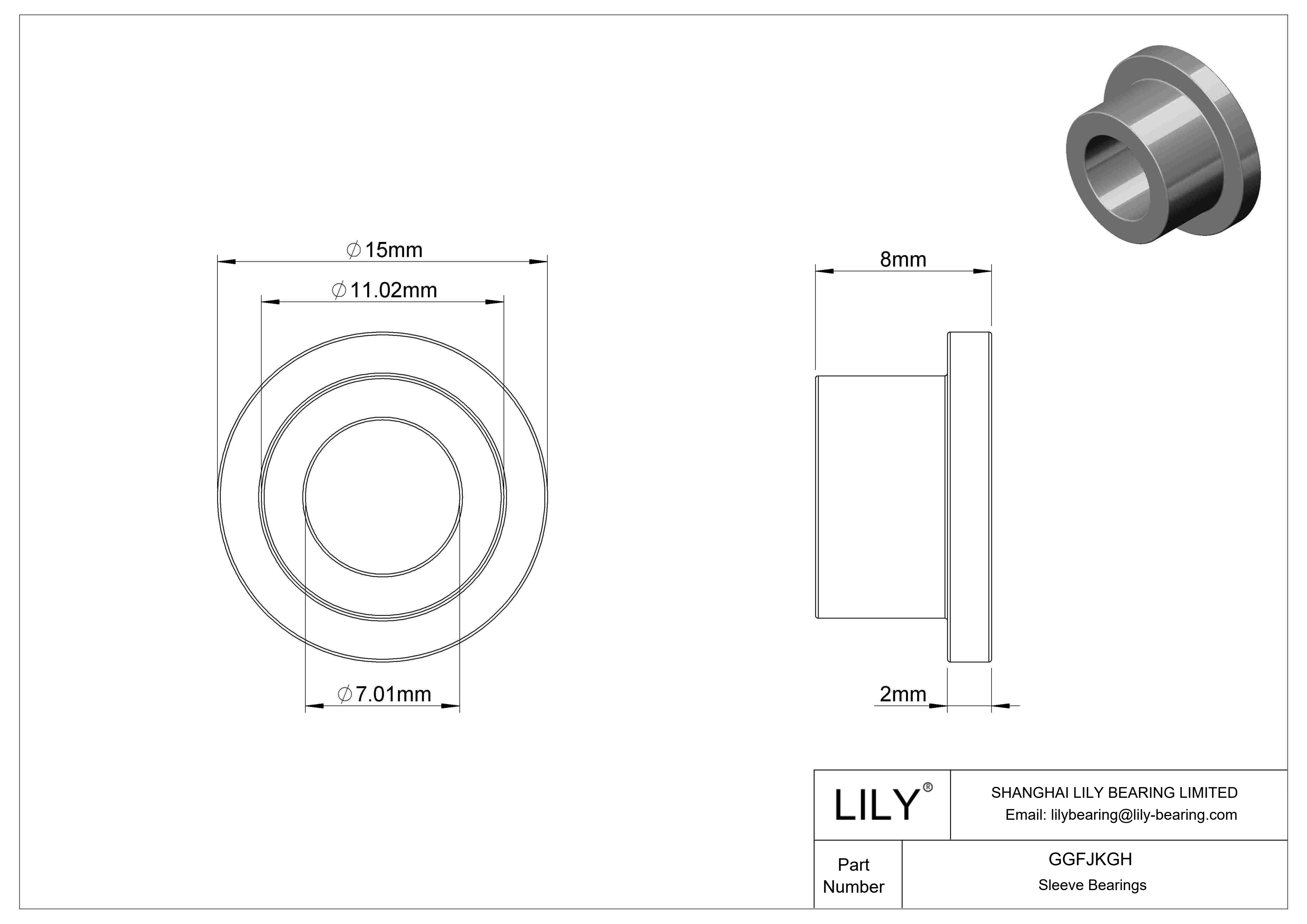 GGFJKGH Oil-Embedded Flanged Sleeve Bearings cad drawing