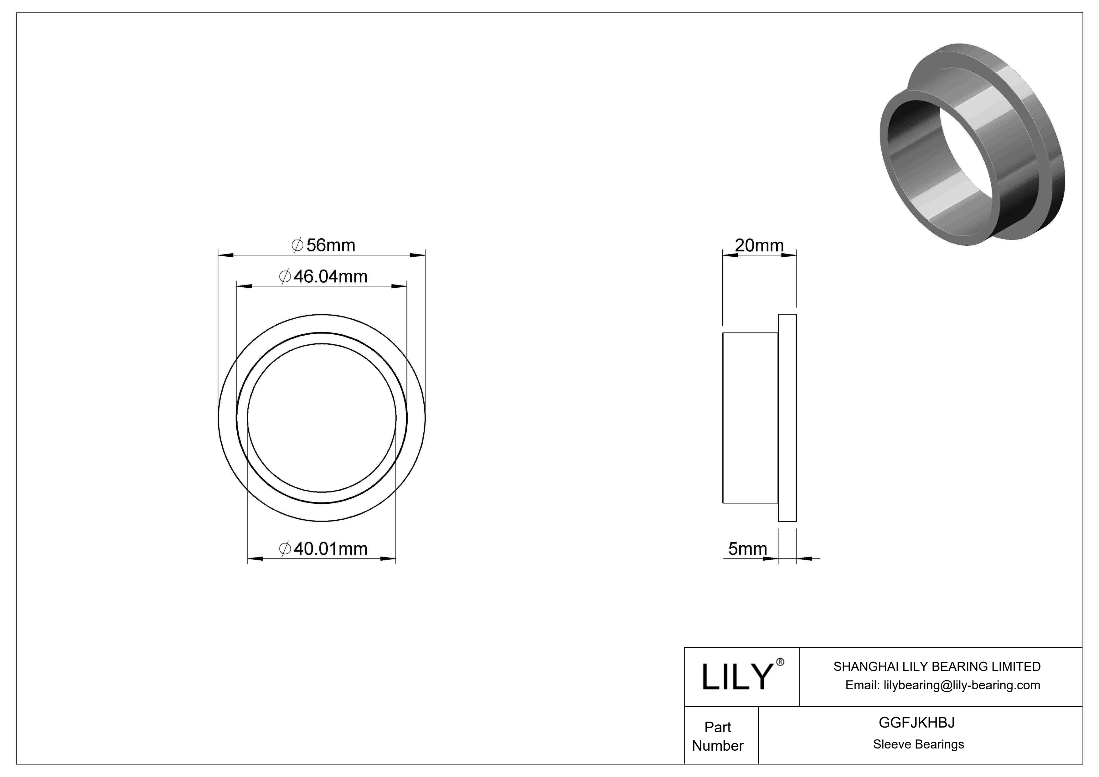 GGFJKHBJ Rodamientos de manguito con pestaña lubricados con aceite cad drawing