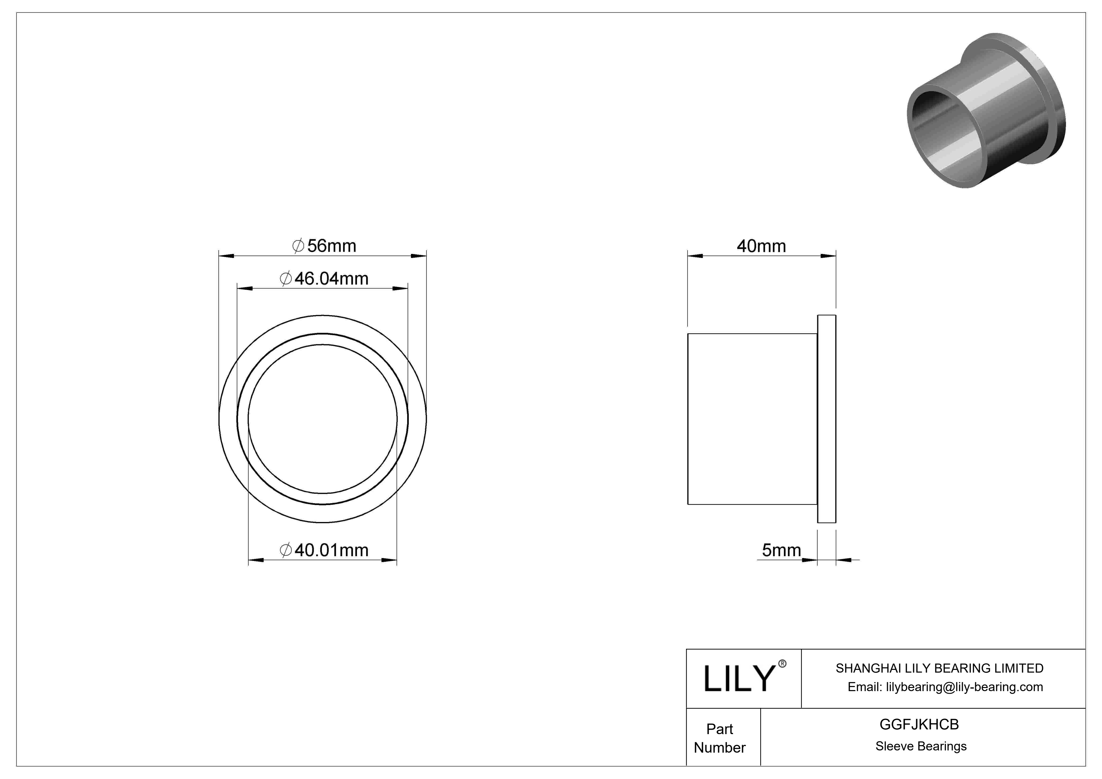 GGFJKHCB Oil-Embedded Flanged Sleeve Bearings cad drawing