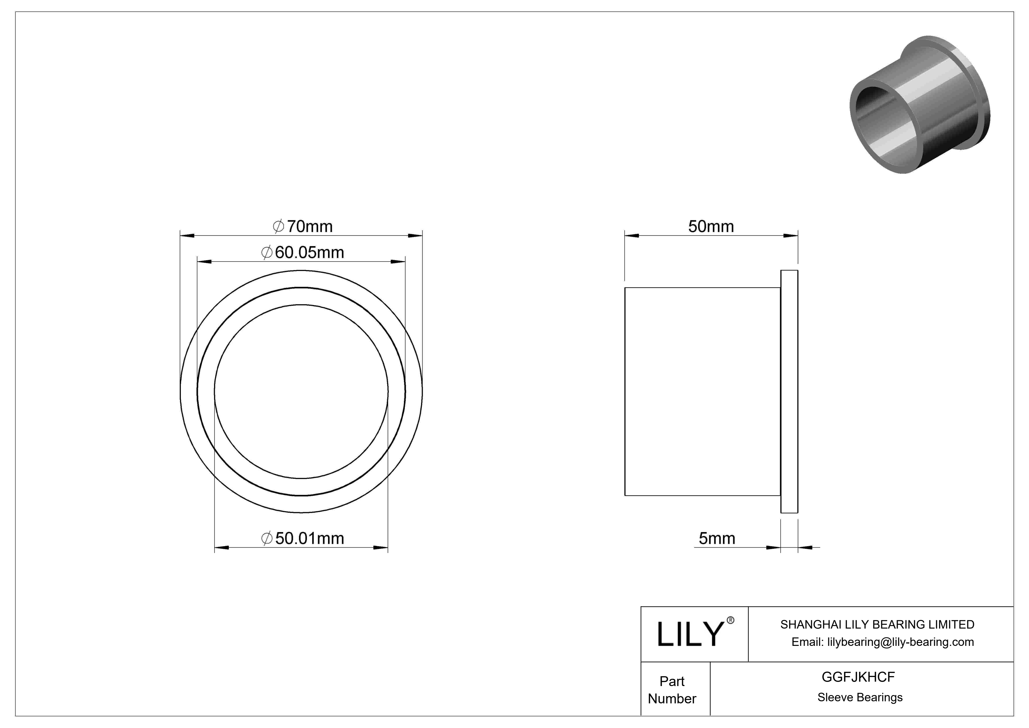 GGFJKHCF Rodamientos de manguito con pestaña lubricados con aceite cad drawing