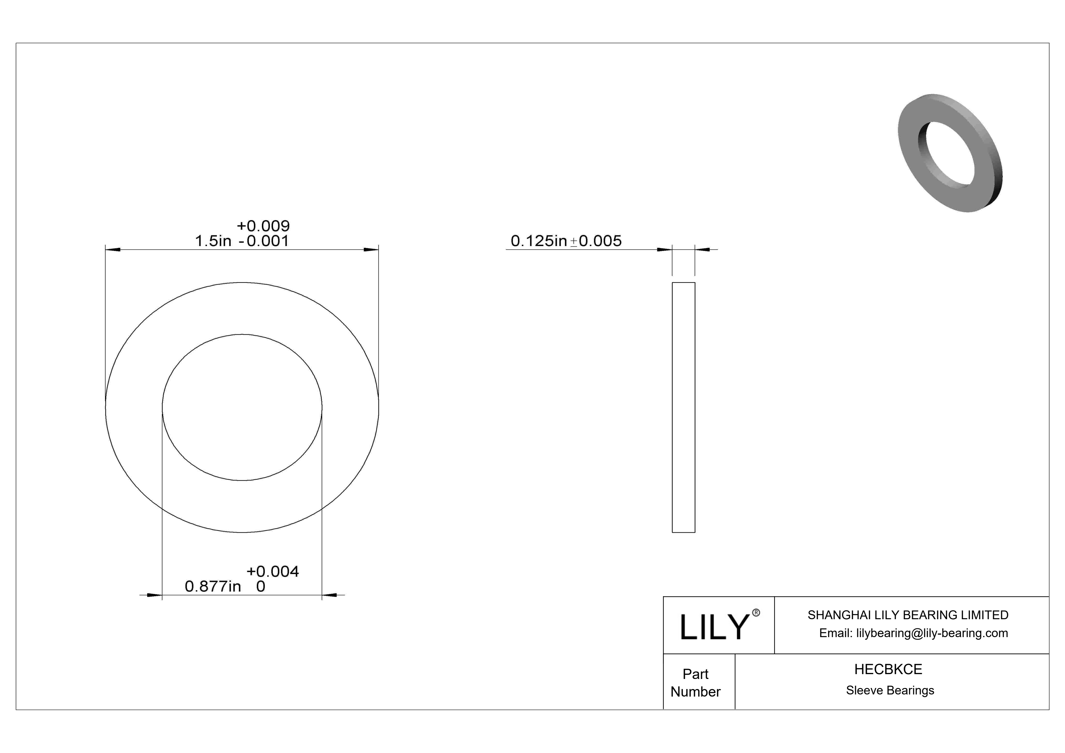 HECBKCE 超低摩擦油浸推力轴承 cad drawing