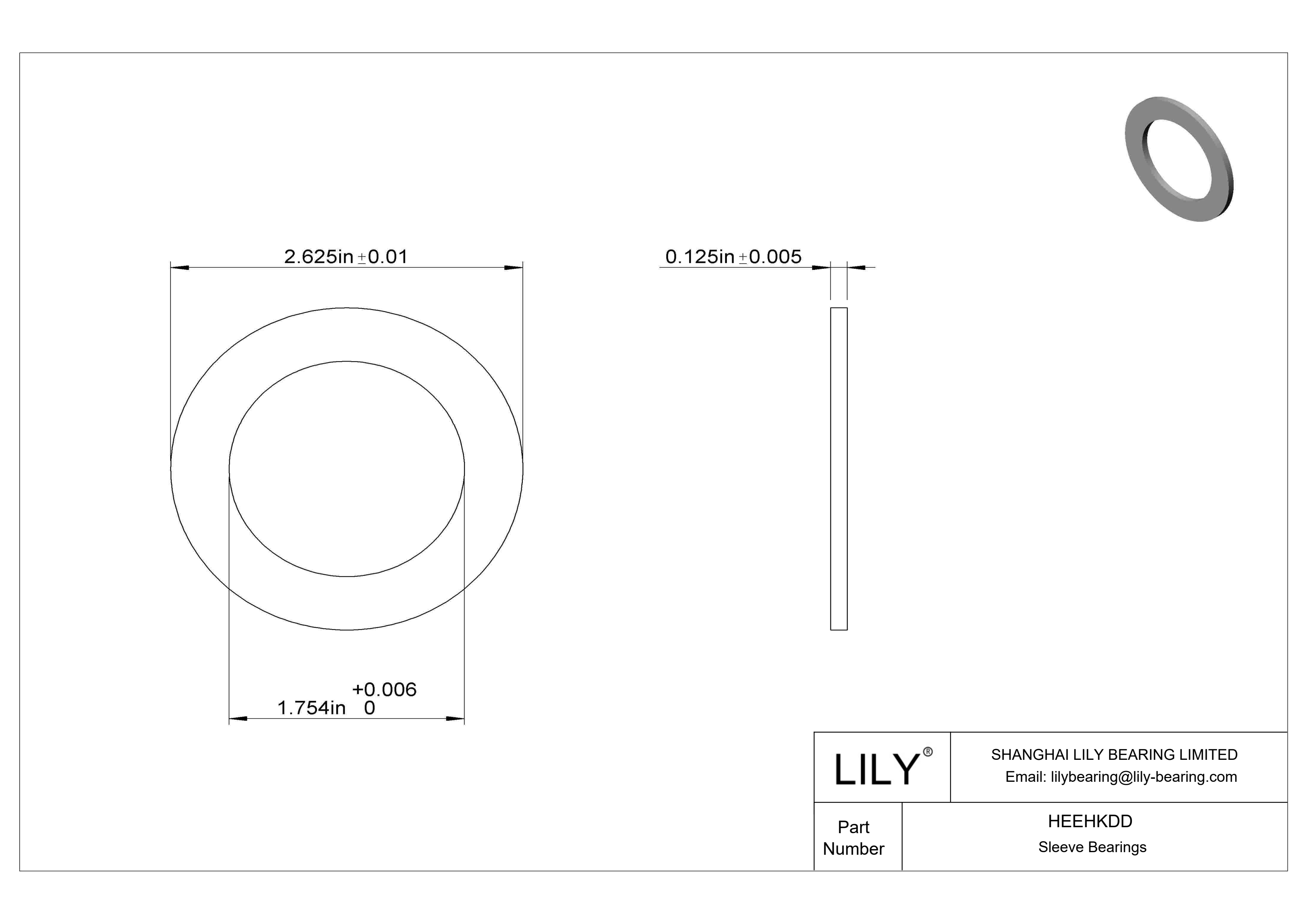 HEEHKDD 高温干运转推力轴承 cad drawing