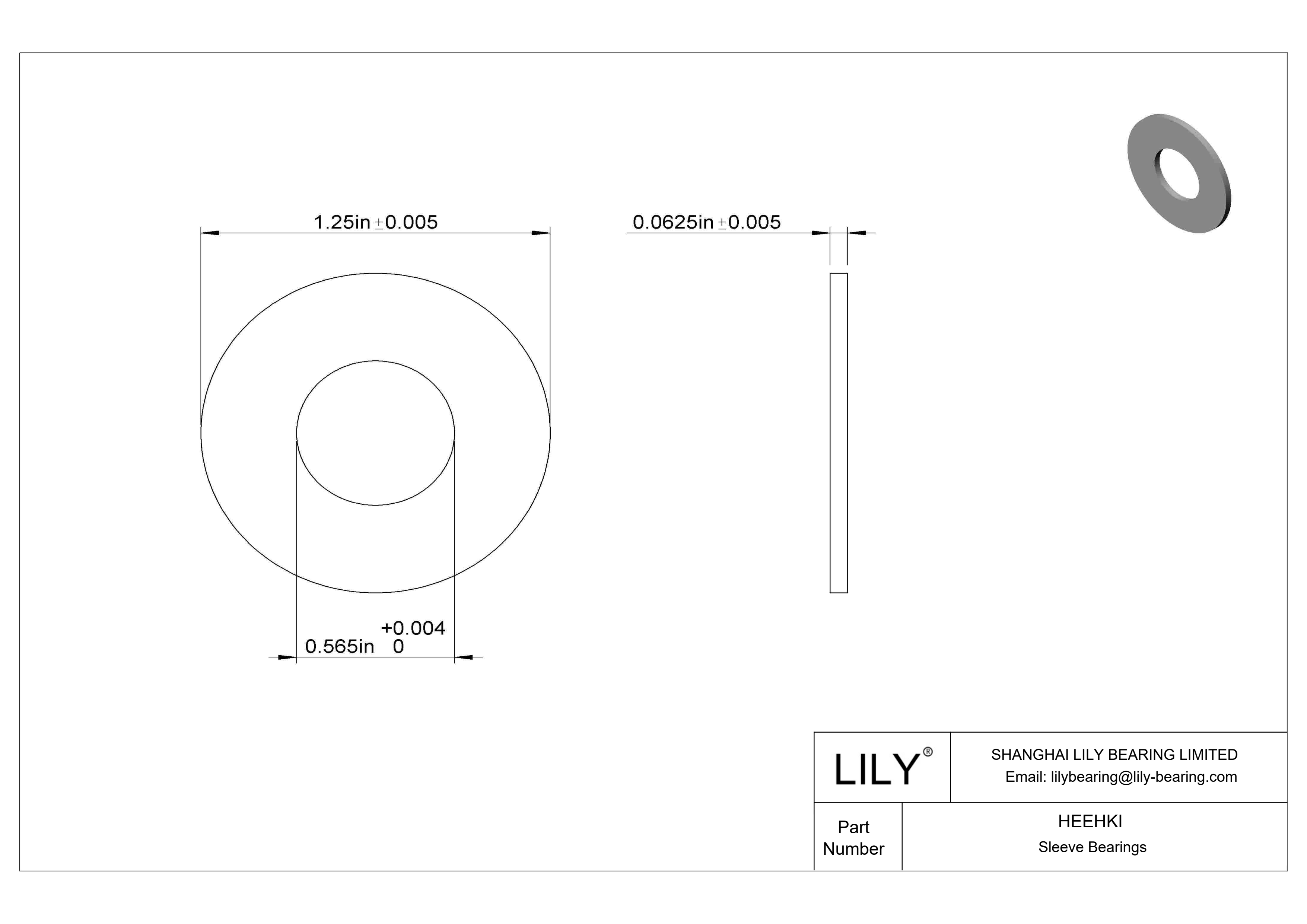 HEEHKI 高温干运转推力轴承 cad drawing