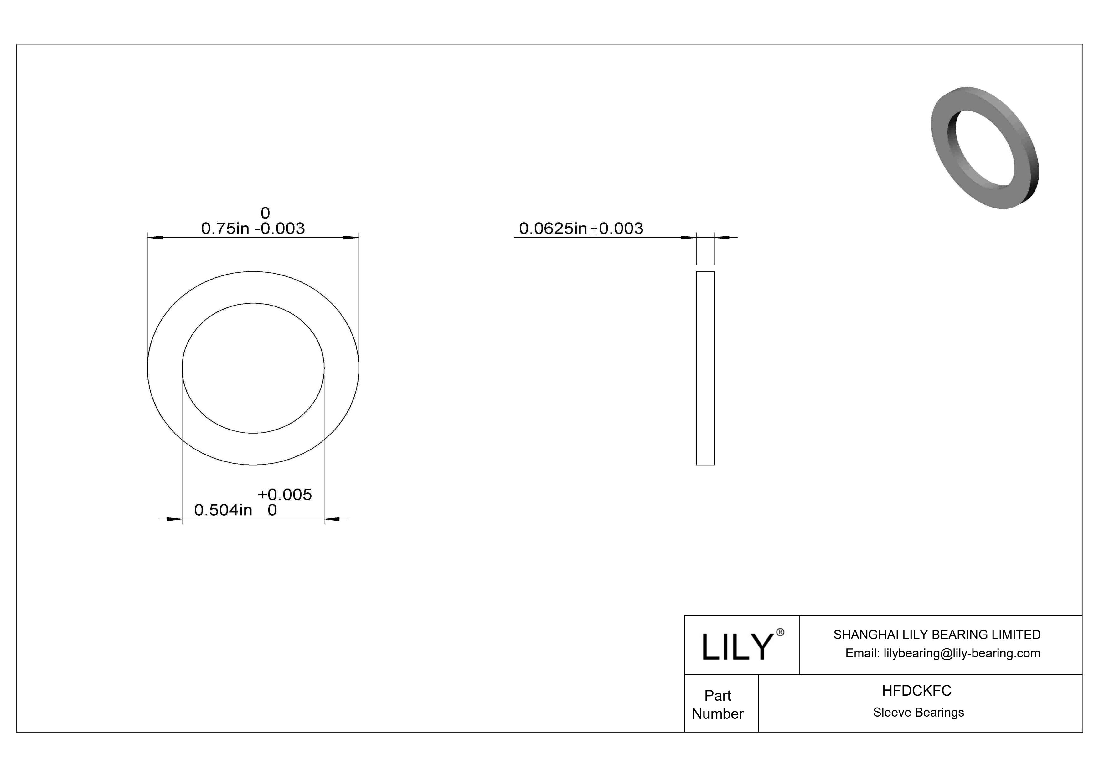 HFDCKFC Rodamientos axiales de funcionamiento en seco resistentes al agua cad drawing