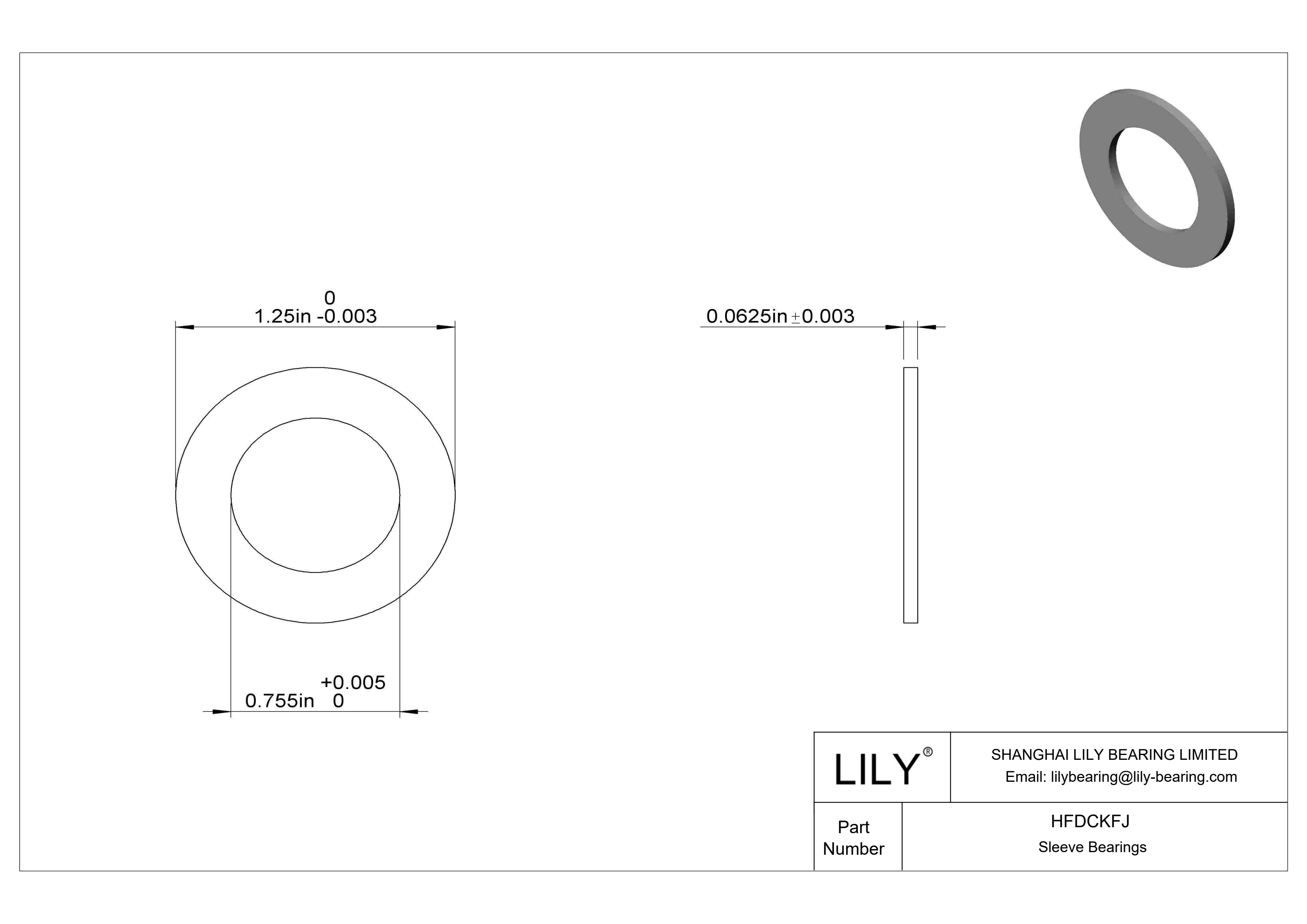 HFDCKFJ Water-Resistant Dry-Running Thrust Bearings cad drawing