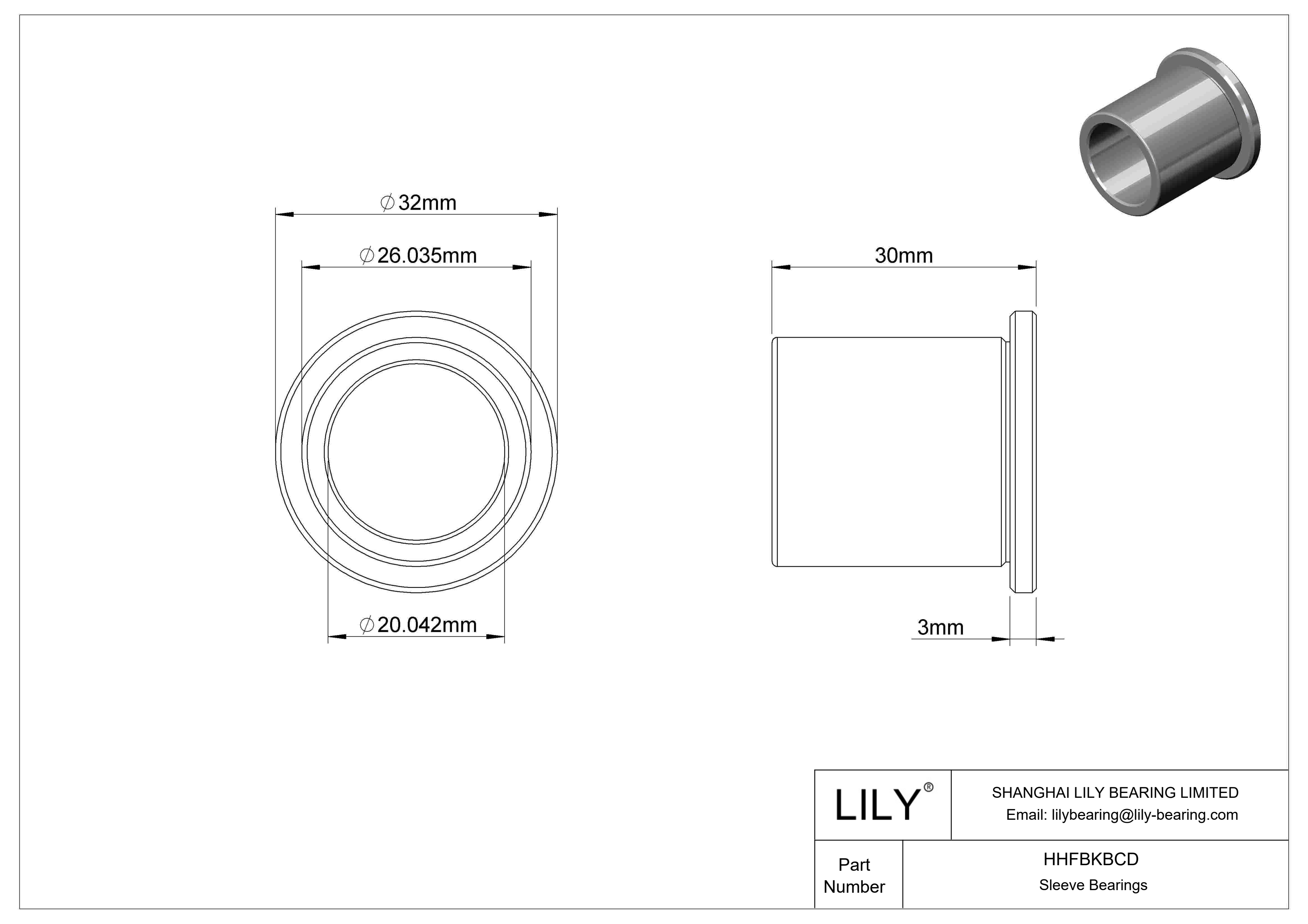 HHFBKBCD Rodamientos de manguito con brida de funcionamiento en seco para cargas elevadas cad drawing