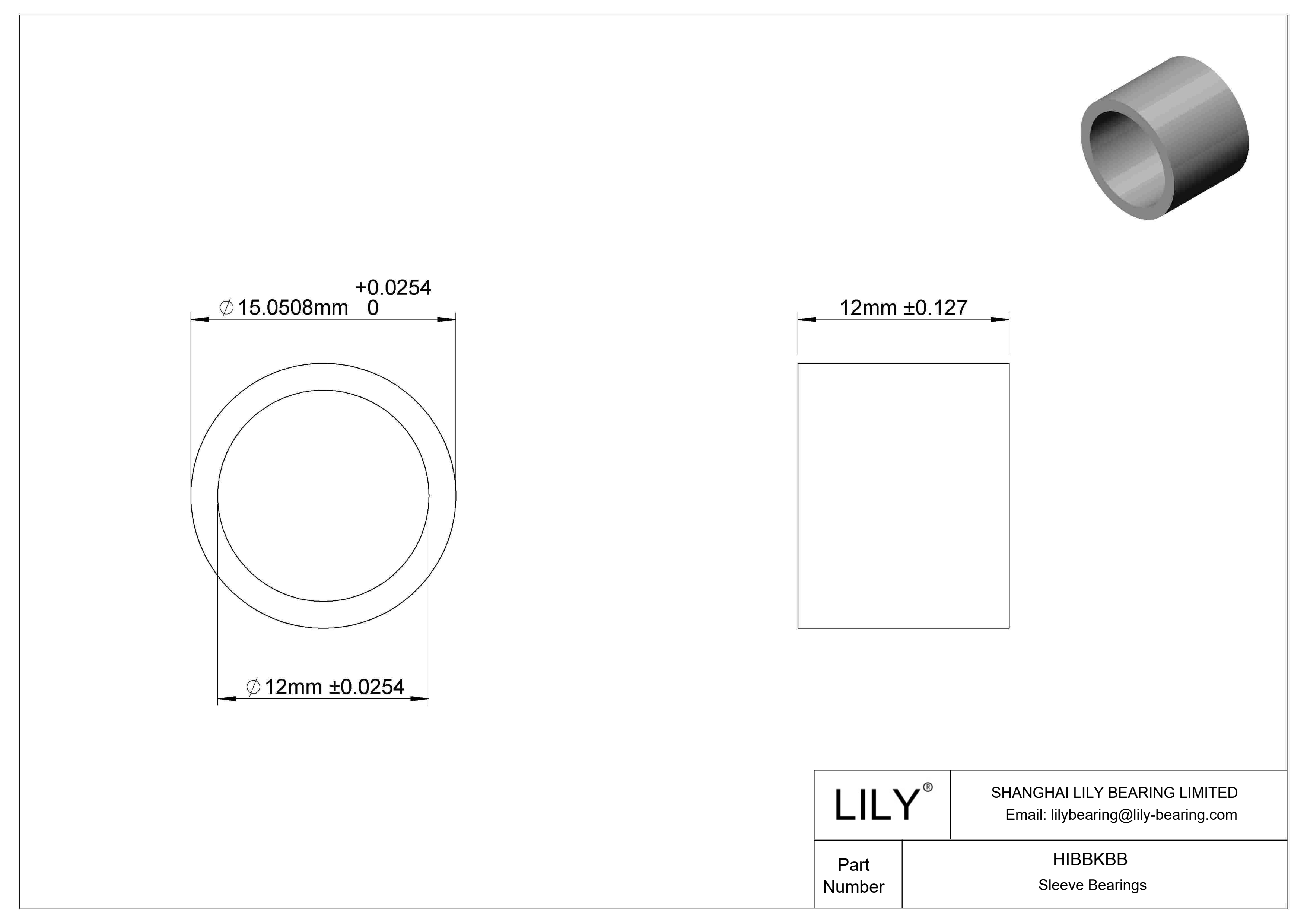 HIBBKBB 多用途套筒轴承 cad drawing