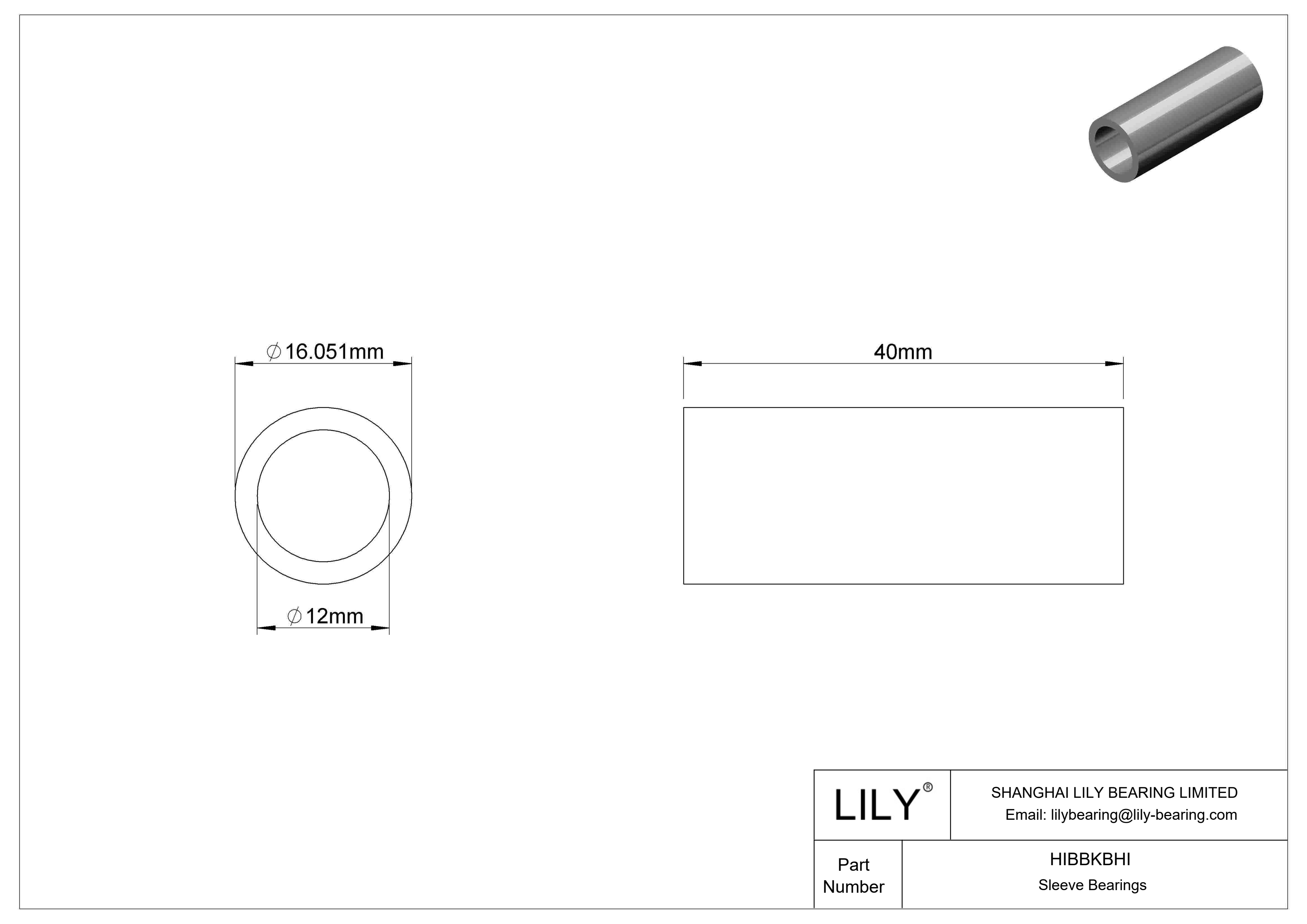 HIBBKBHI Multipurpose Sleeve Bearings cad drawing