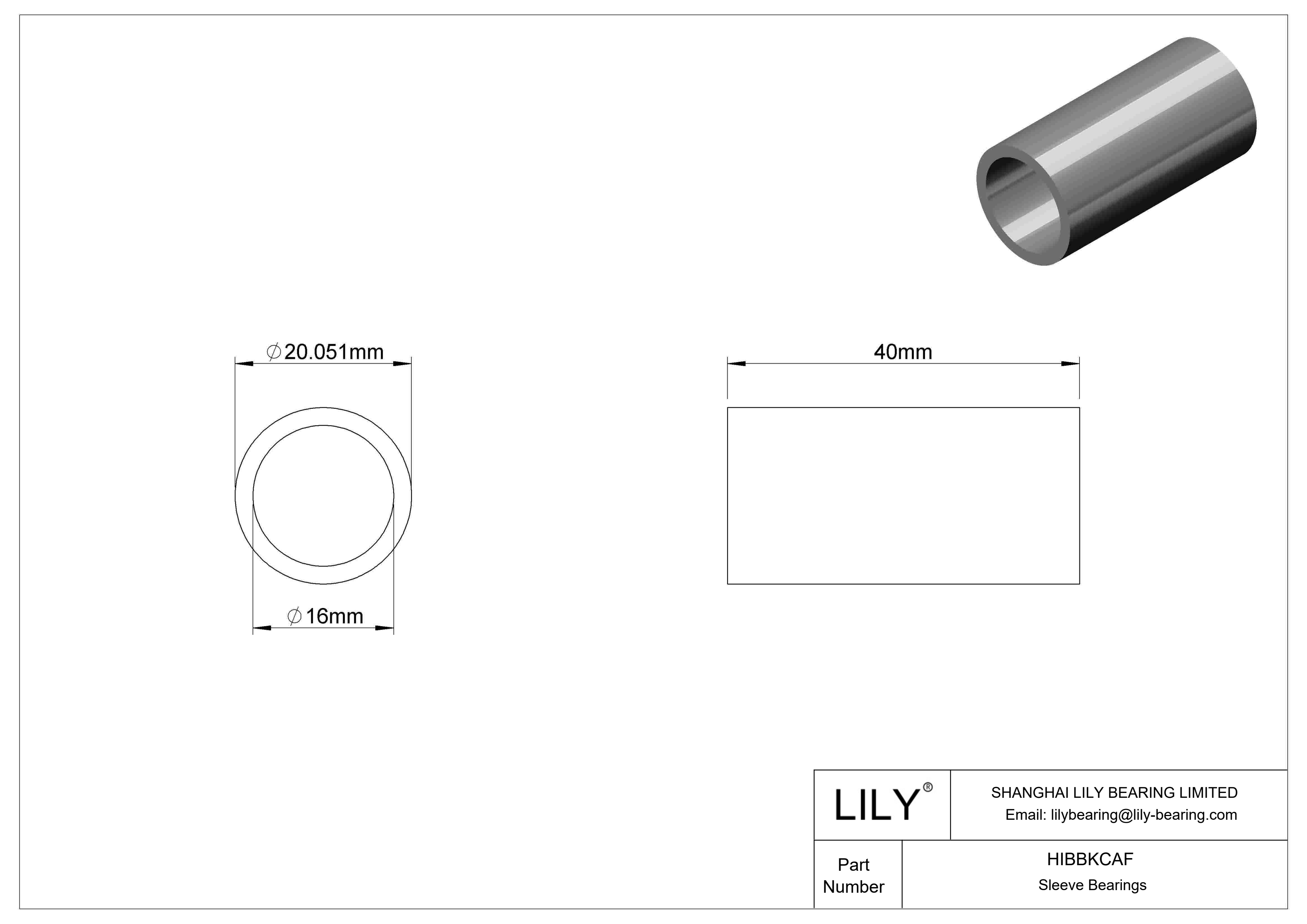 HIBBKCAF Multipurpose Sleeve Bearings cad drawing