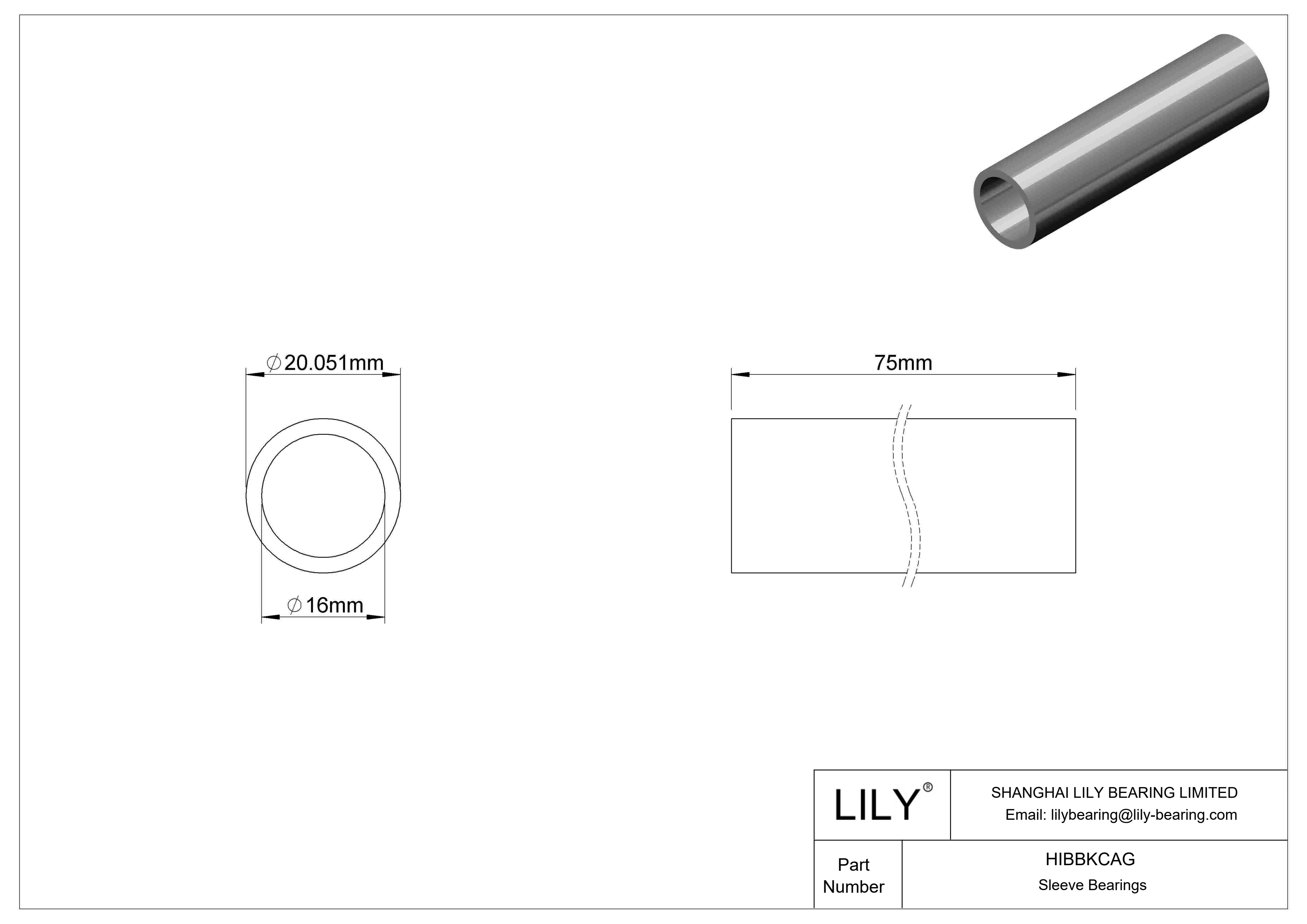 HIBBKCAG Multipurpose Sleeve Bearings cad drawing