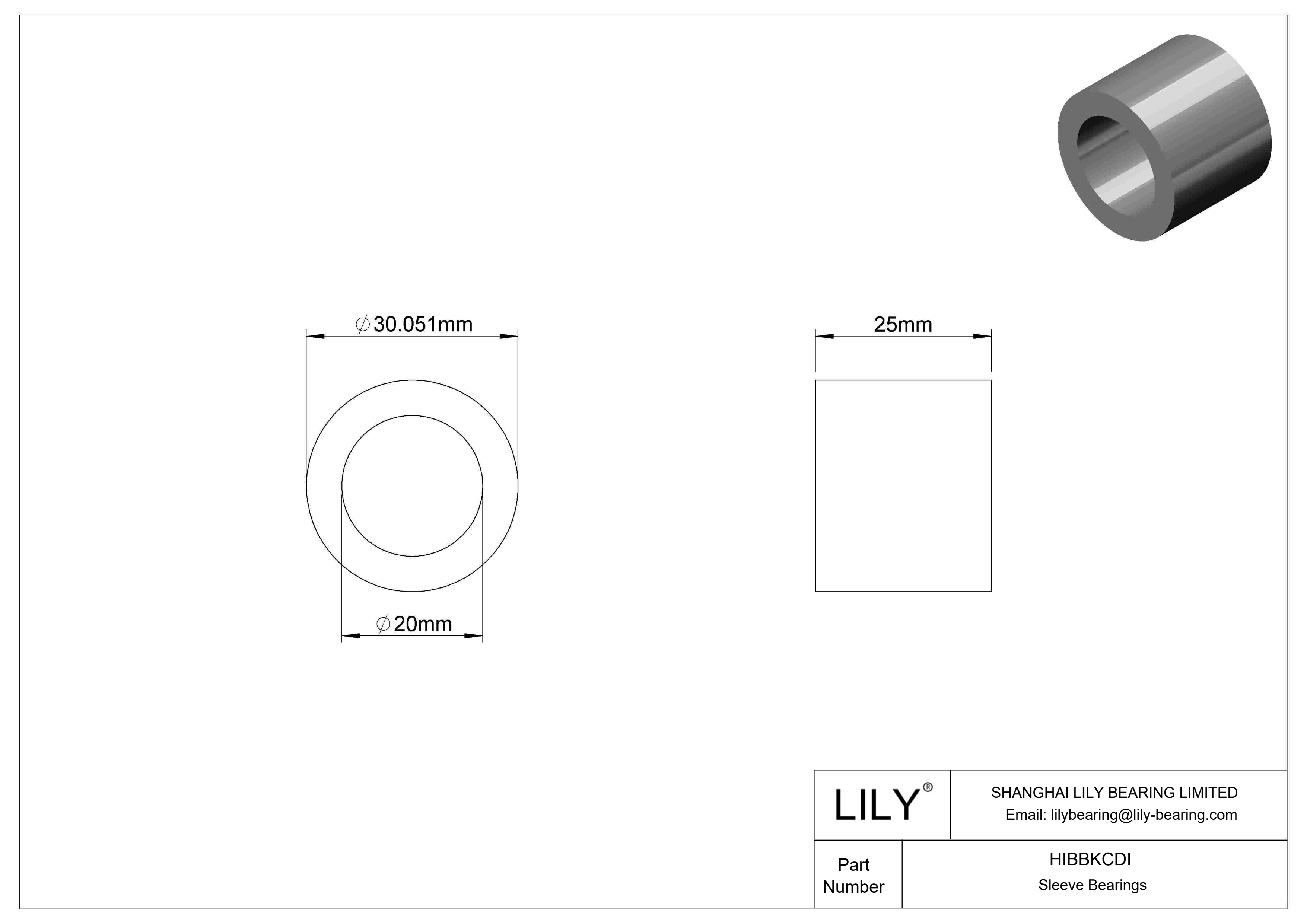 HIBBKCDI Multipurpose Sleeve Bearings cad drawing