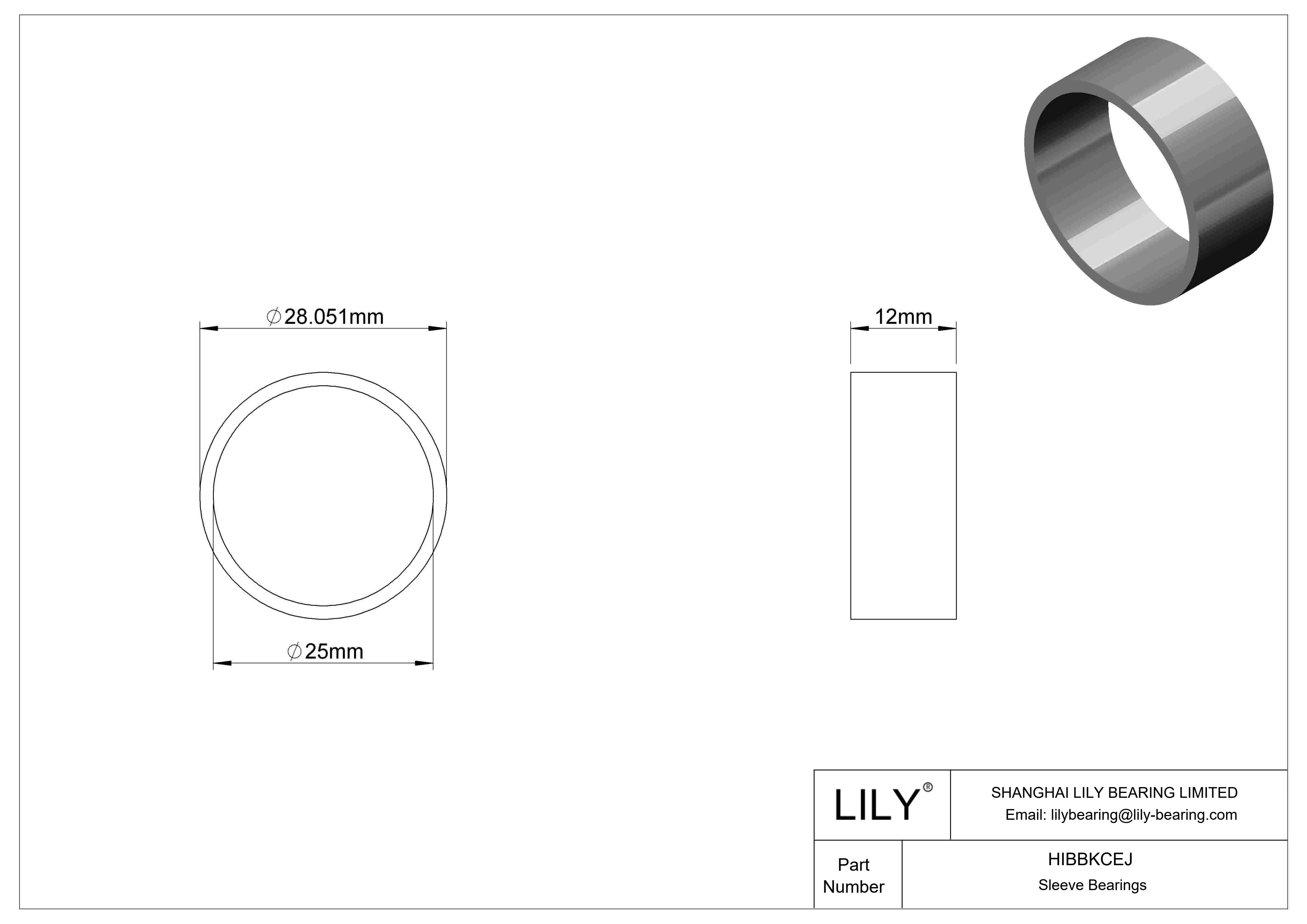 HIBBKCEJ Multipurpose Sleeve Bearings cad drawing