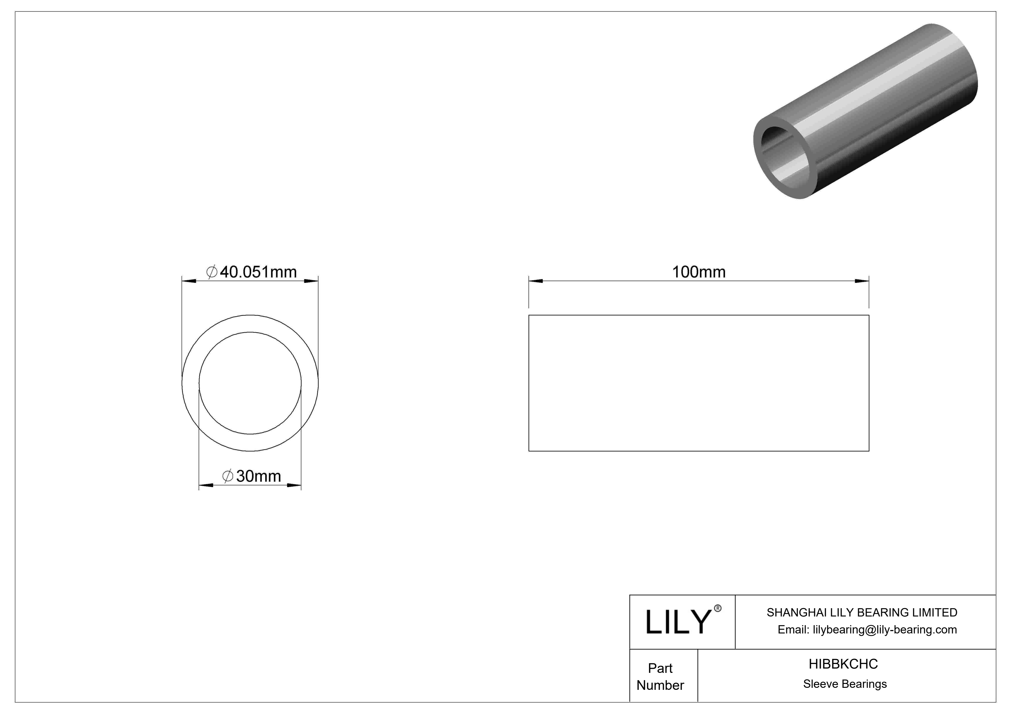 HIBBKCHC Multipurpose Sleeve Bearings cad drawing