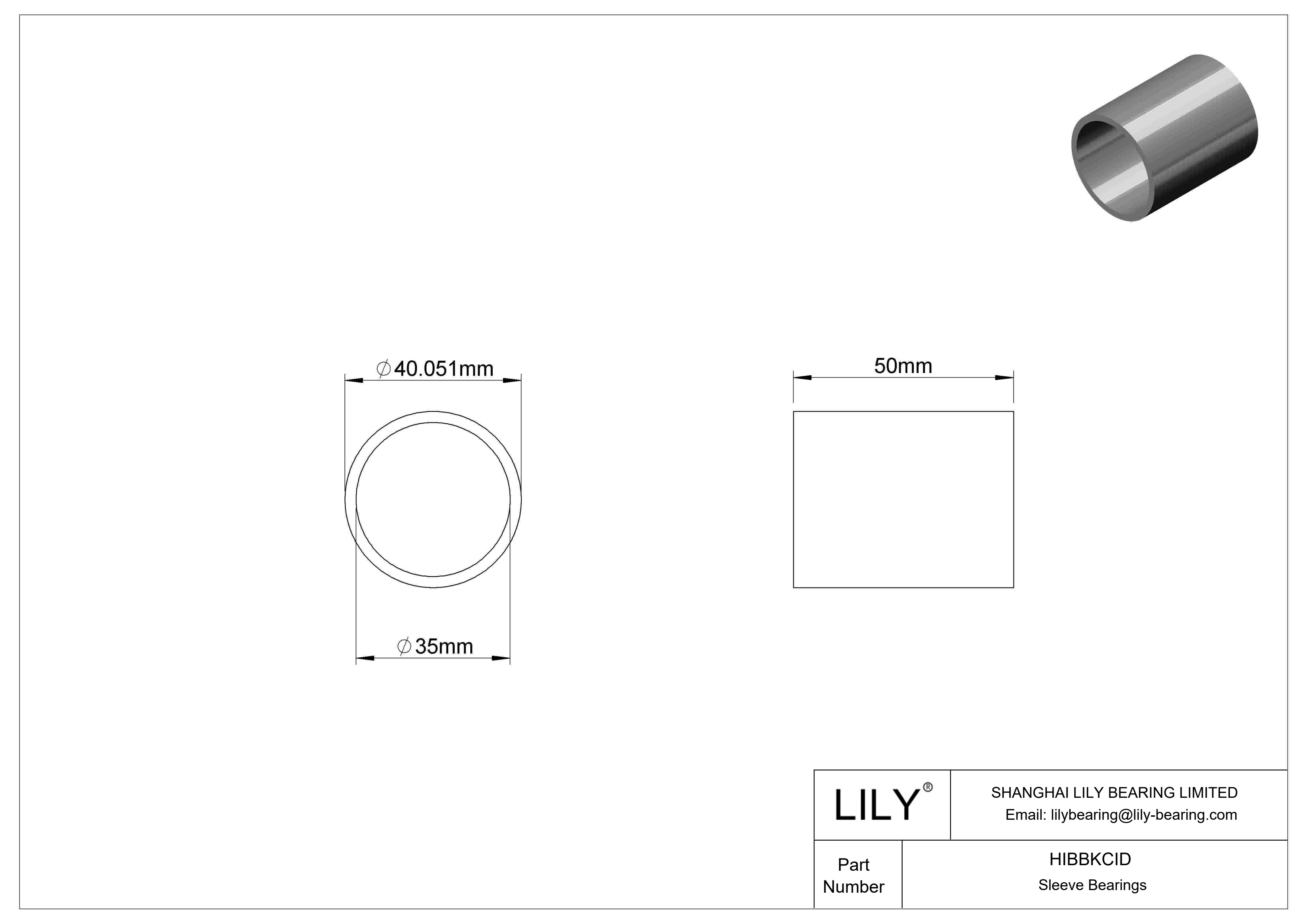 HIBBKCID 多用途套筒轴承 cad drawing